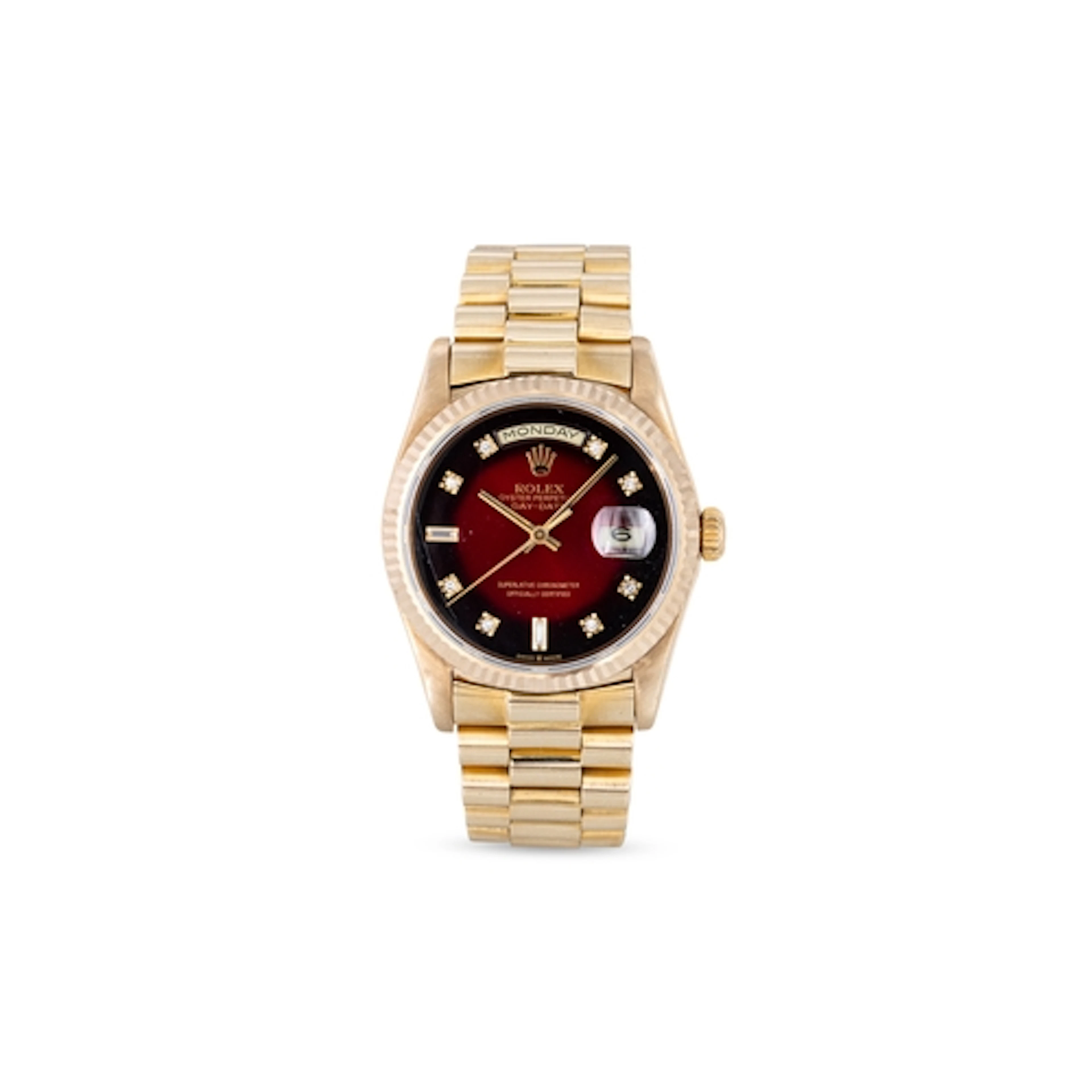 A MIDSIZE 18CT GOLD ROLEX OYSTER PERPETUAL DAY-DATE WRIST WA...