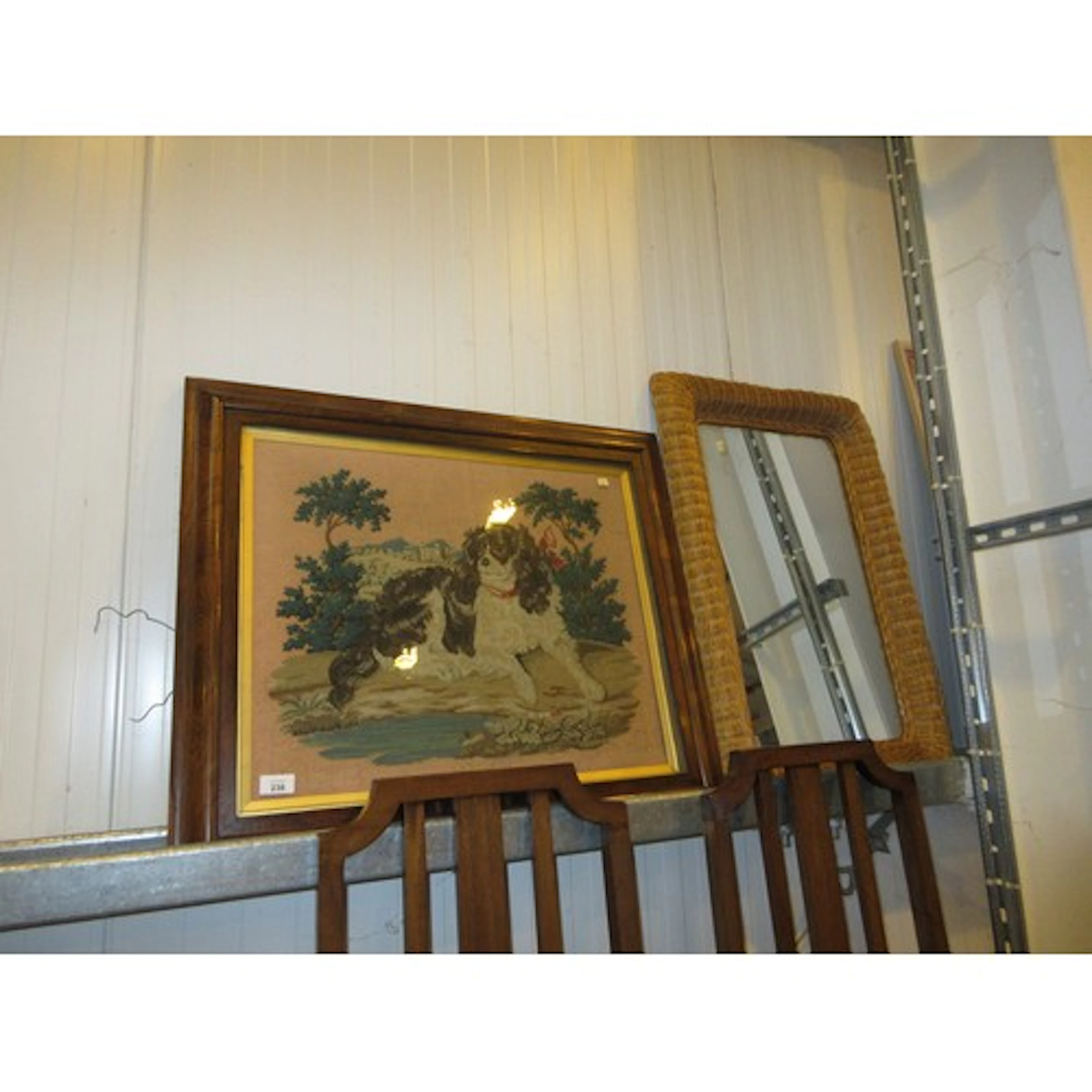 Victorian Rosewood Framed Tapestry Picture of a Spaniel, alo...