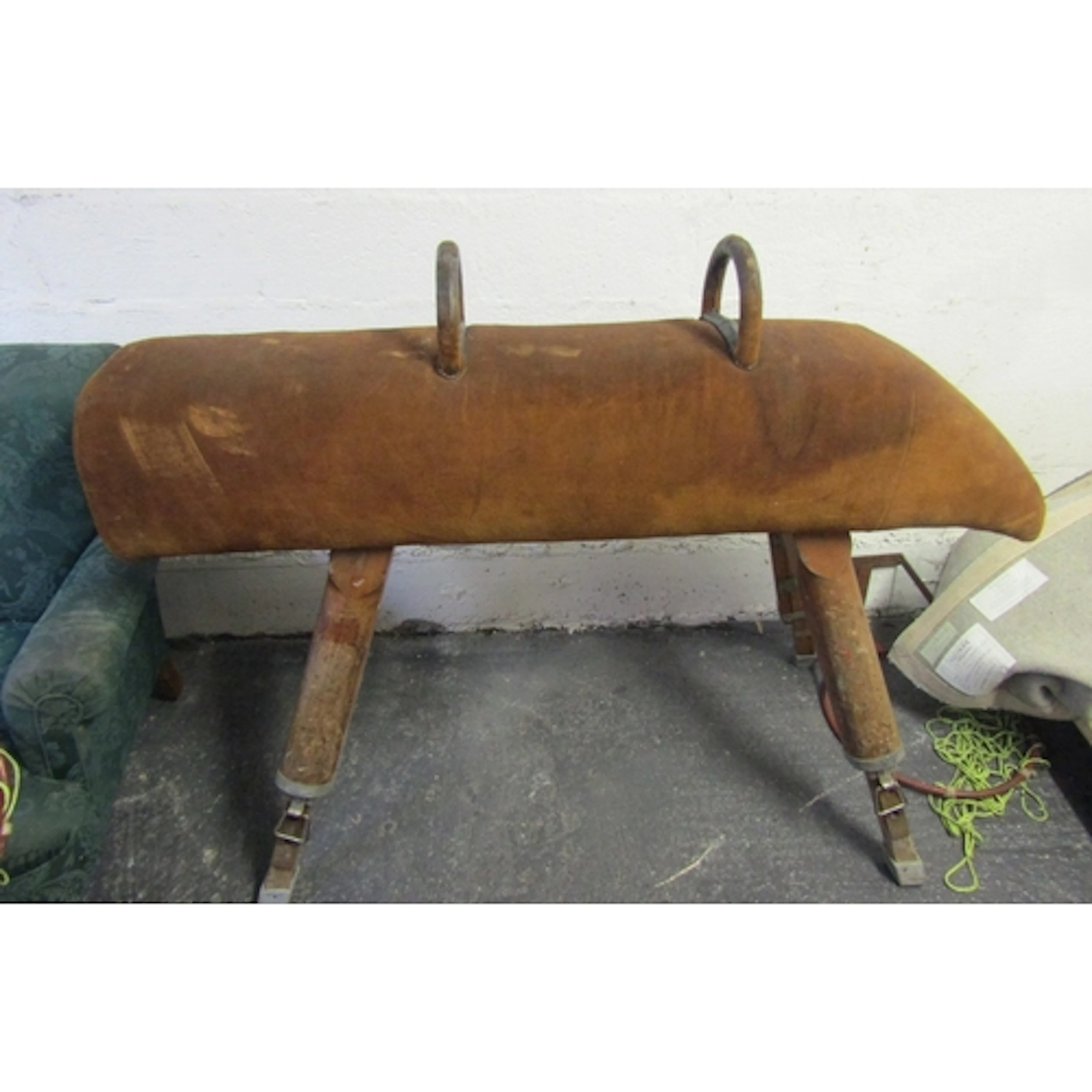Full Size Vintage Swede Covered Pommel Horse with Adjustable...