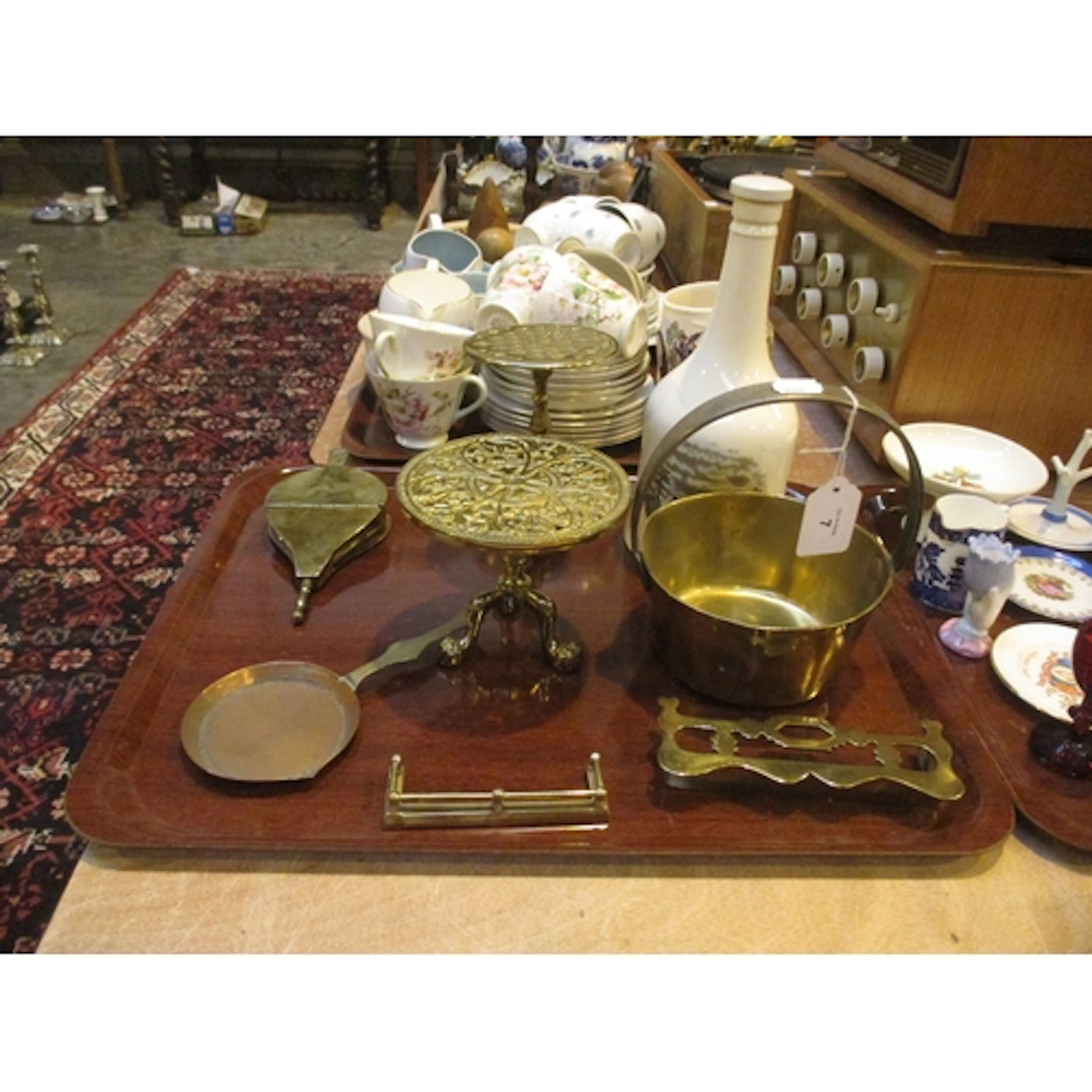 Victorian Brass Bellows Snuff Box, Miniature Tables and Fire...