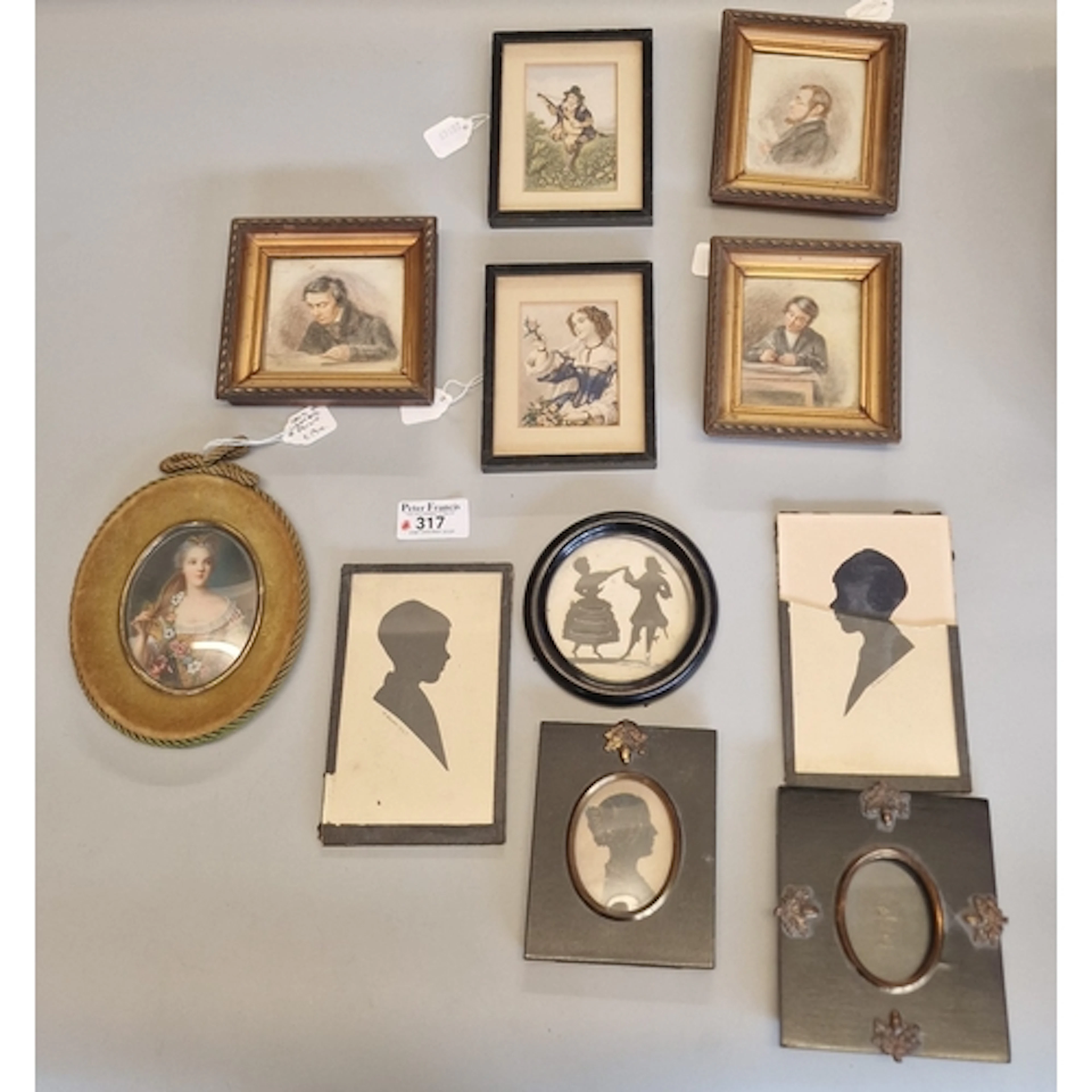 Collection of assorted portrait miniatures and silhouettes, ...