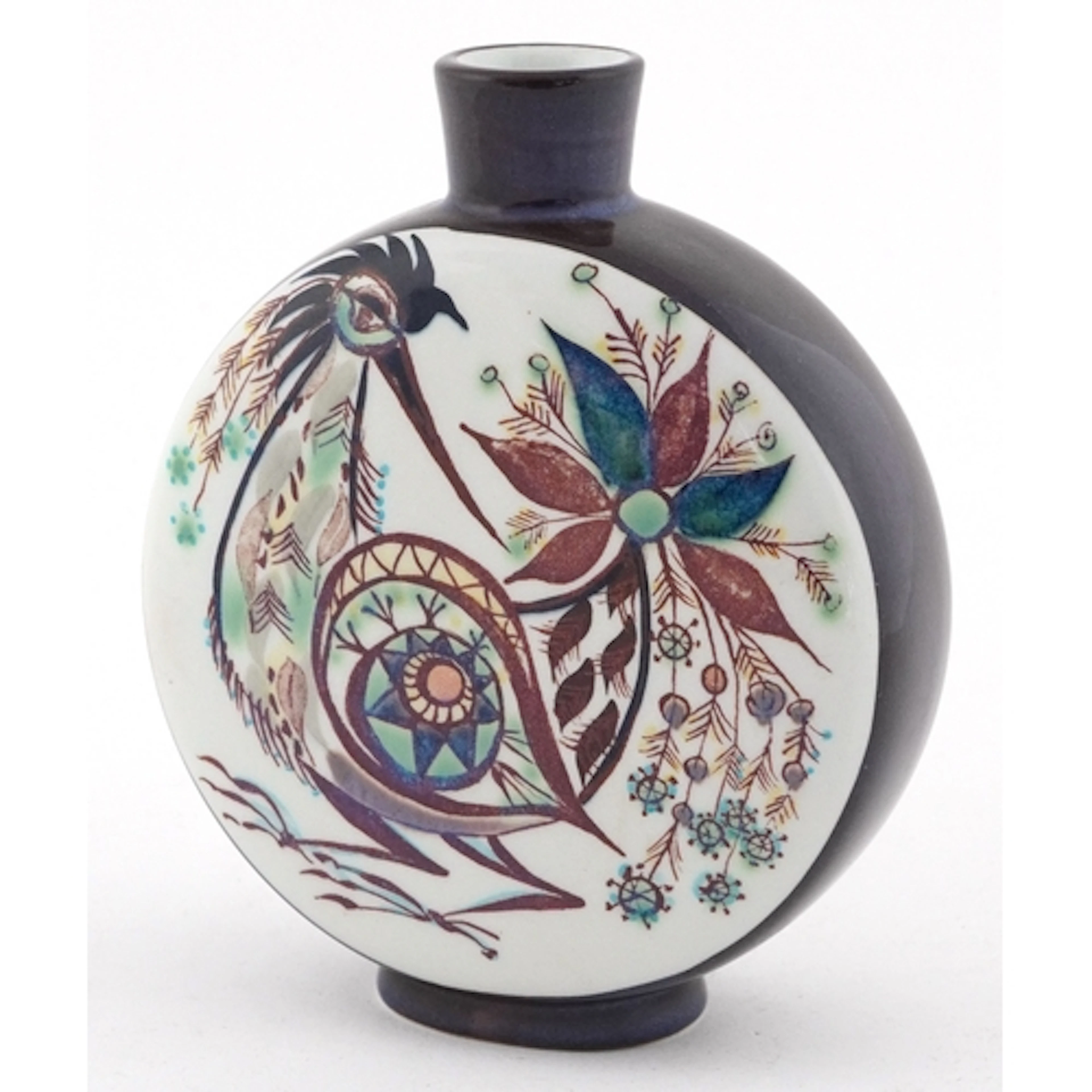 Royal Copenhagen, Danish porcelain vase with hand painted de...