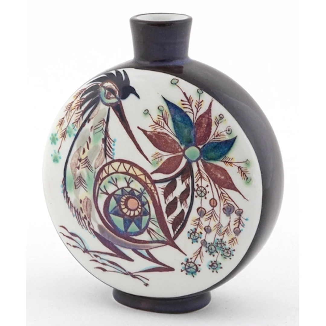 Royal Copenhagen, Danish porcelain vase with hand painted de...