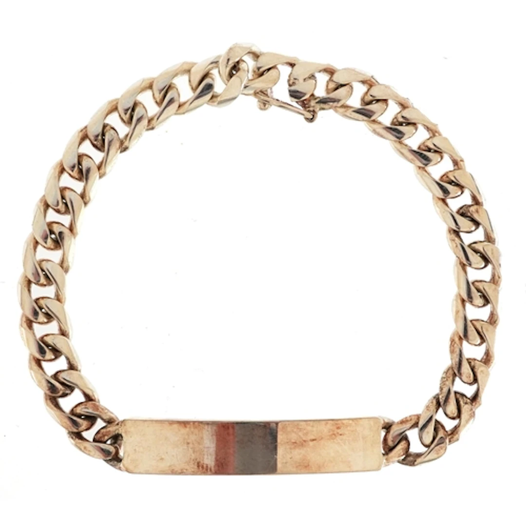 Unengraved silver curb link identity bracelet, 20cm in lengt...