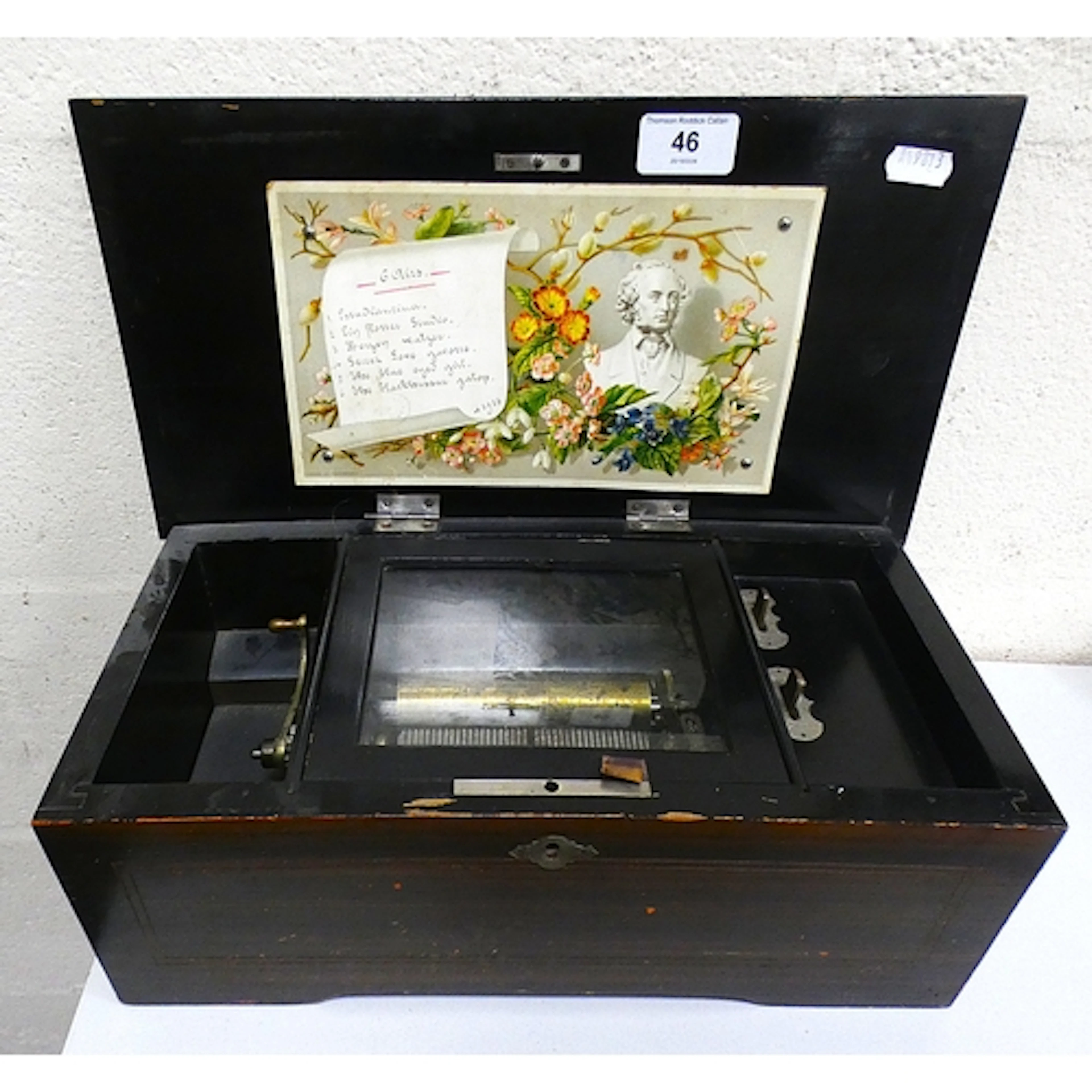 Antique Swiss rosewood cased music box.