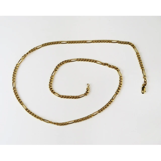 A 9ct yellow gold figaro chain necklace, 58cm long, hallmark...