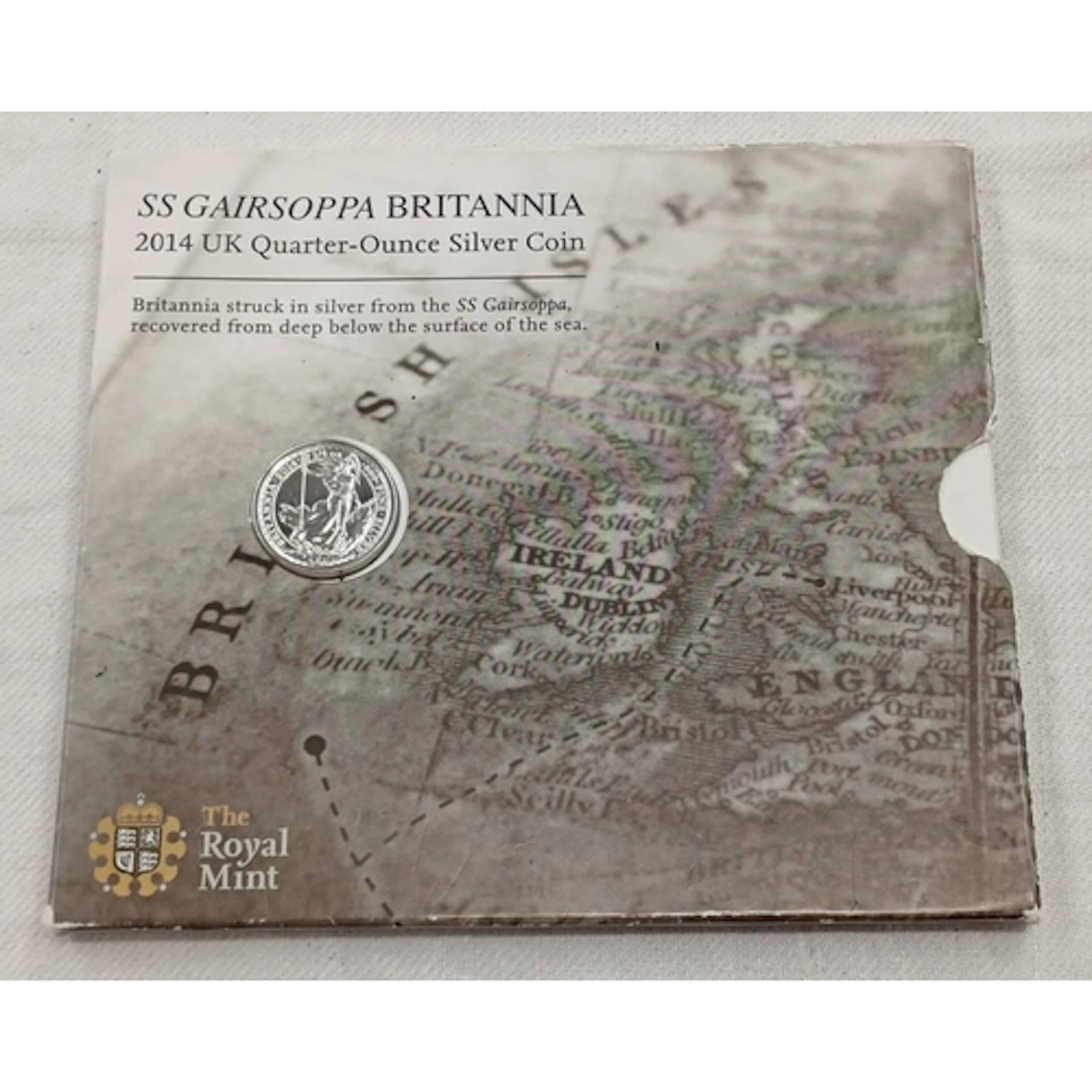 2014 UK SS GAIRSOPPA BRITANNIA QUARTER-OUNCE SILVER COIN, IN...