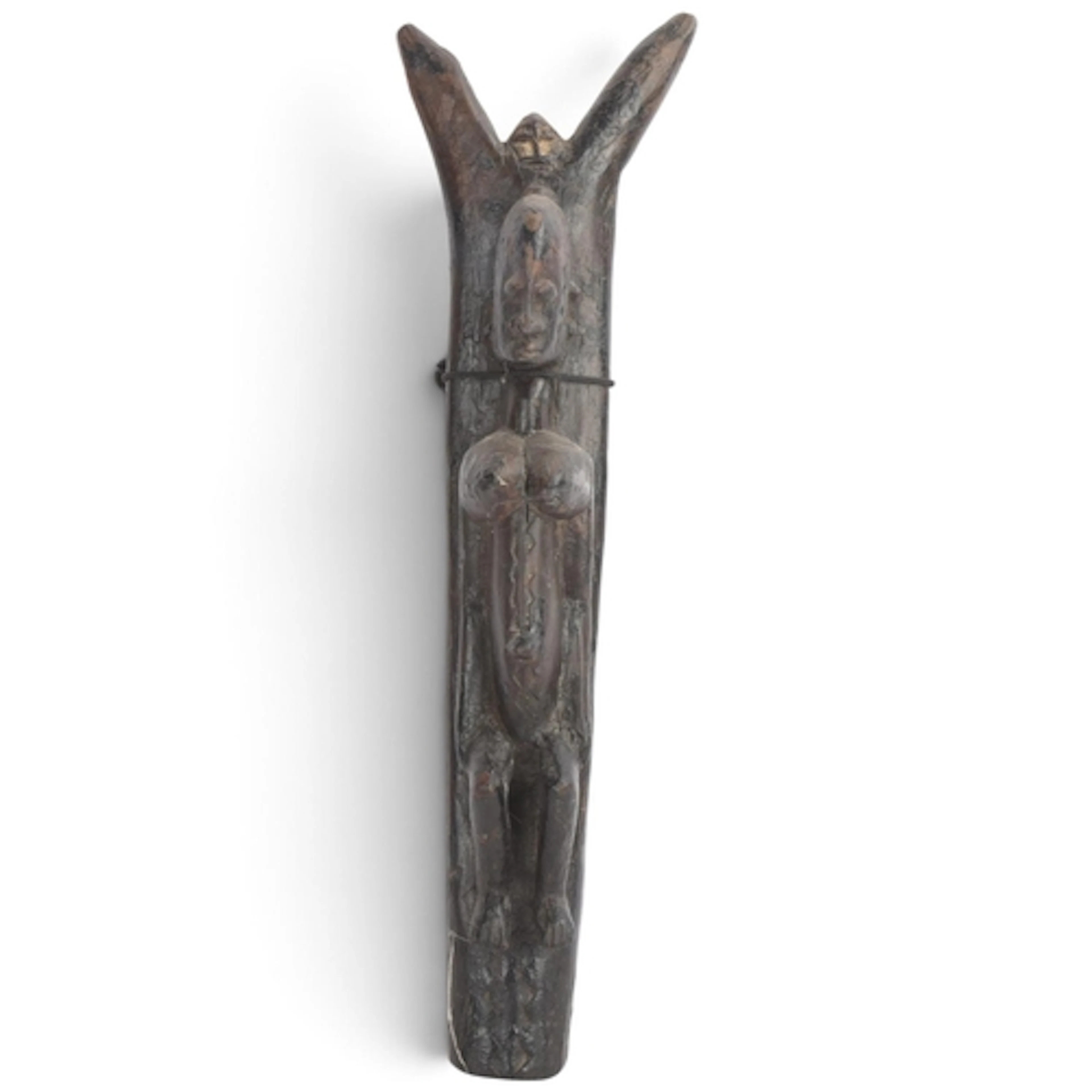 A Dogon house post, relief carved figure decoration, carved ...