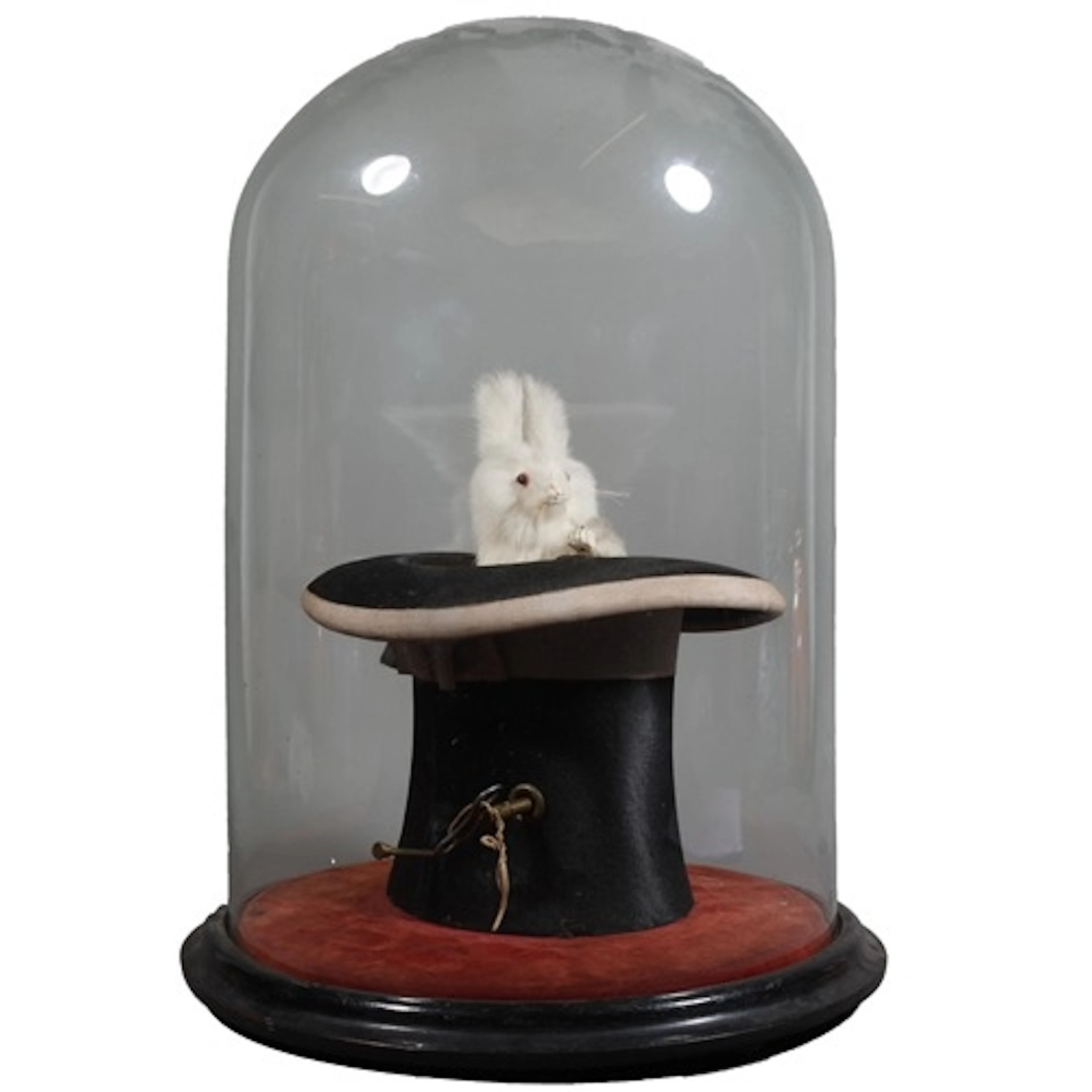 Antique clockwork musical automaton modelled as a white hare...