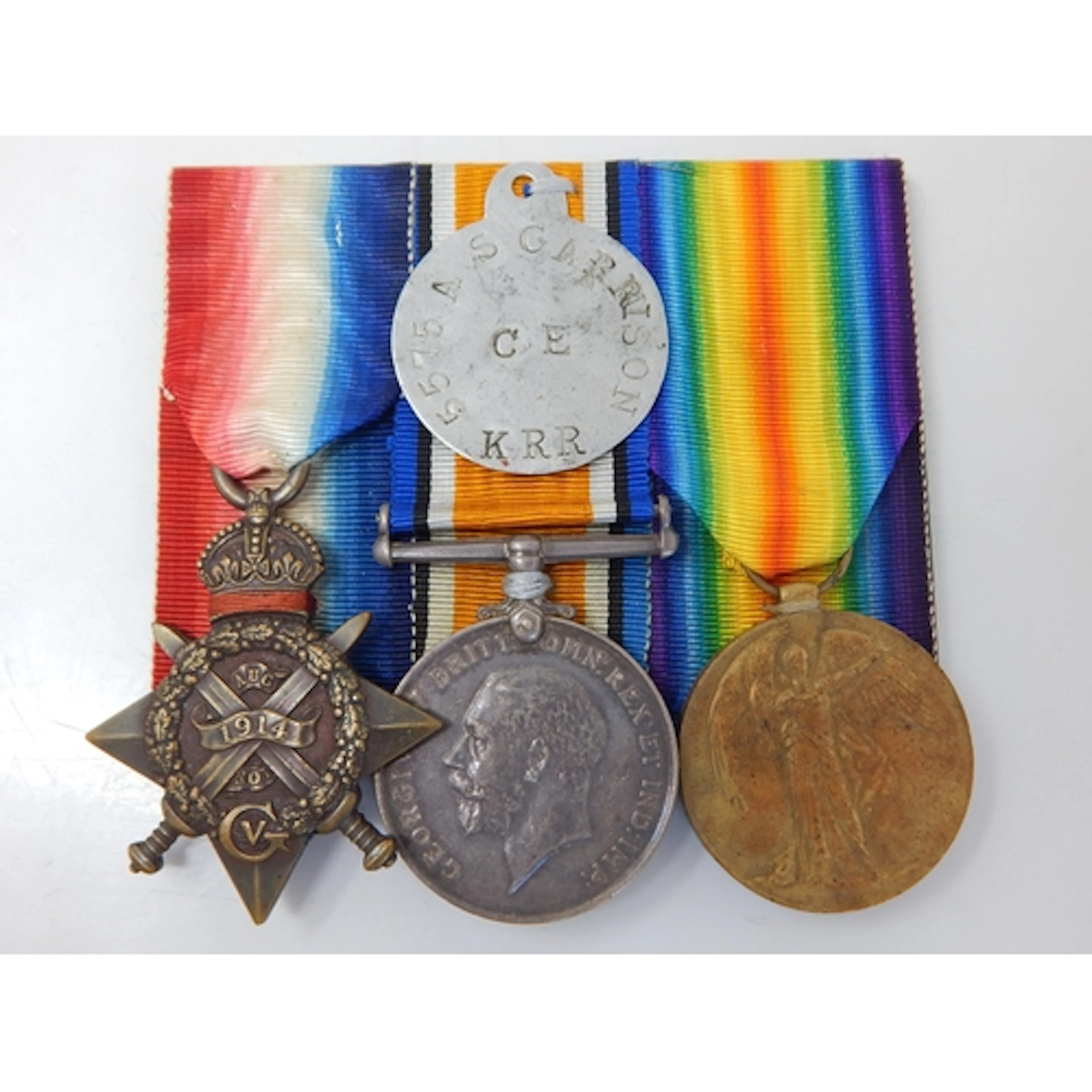 WWI 1914-1915 Star Trio with Dog Tag Awarded & Edge Named to...