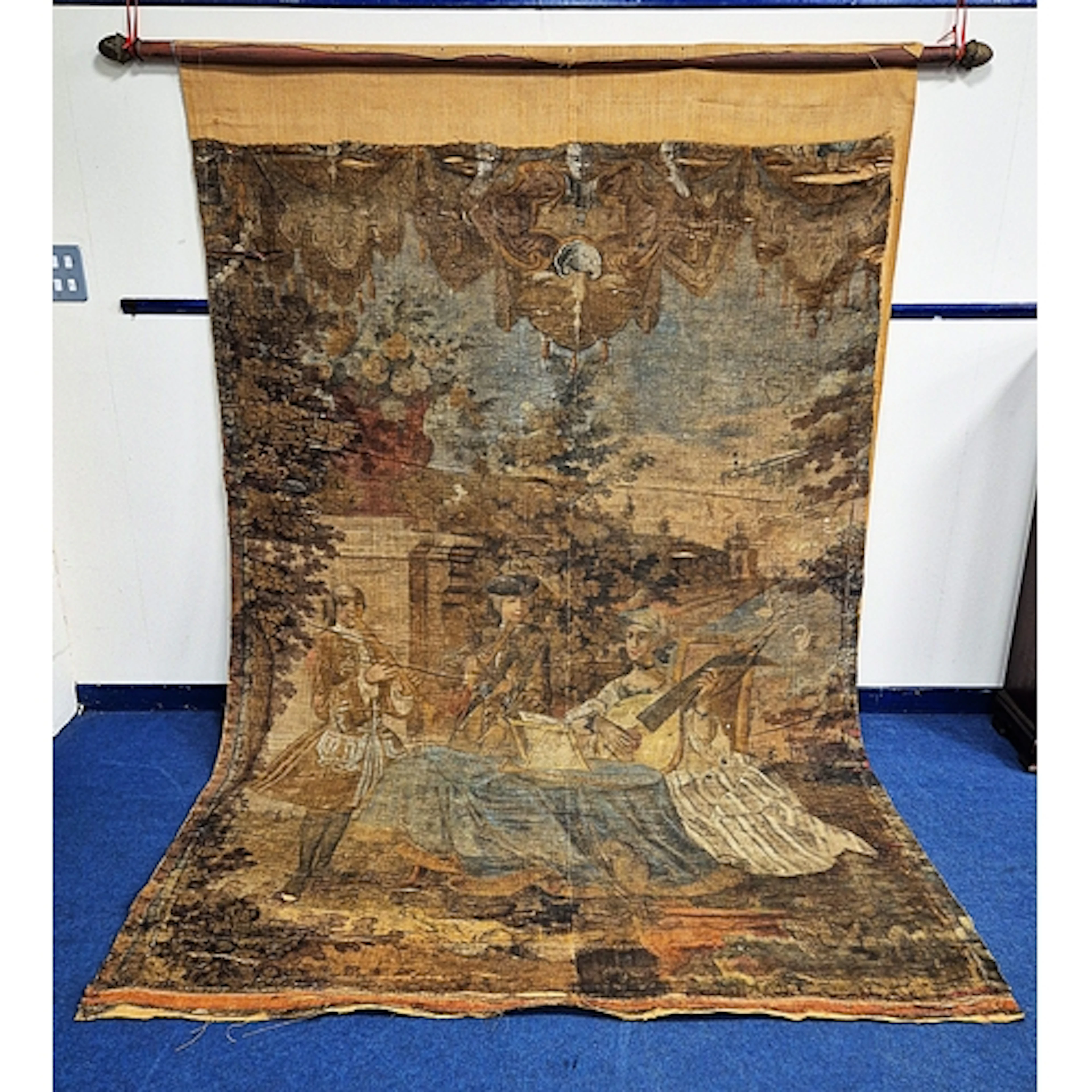 European School antique wall hanging woven tapestry, Featuri...
