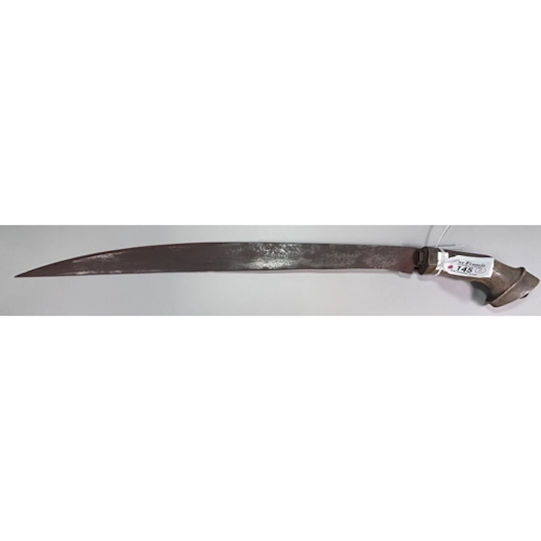 Two edged weapons, comprising a short spear with broad elong...