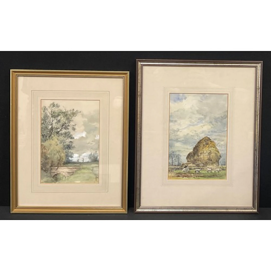 Cecil. J Thornton (1911-2001) Two watercolour, 'Hayricks, Ro...