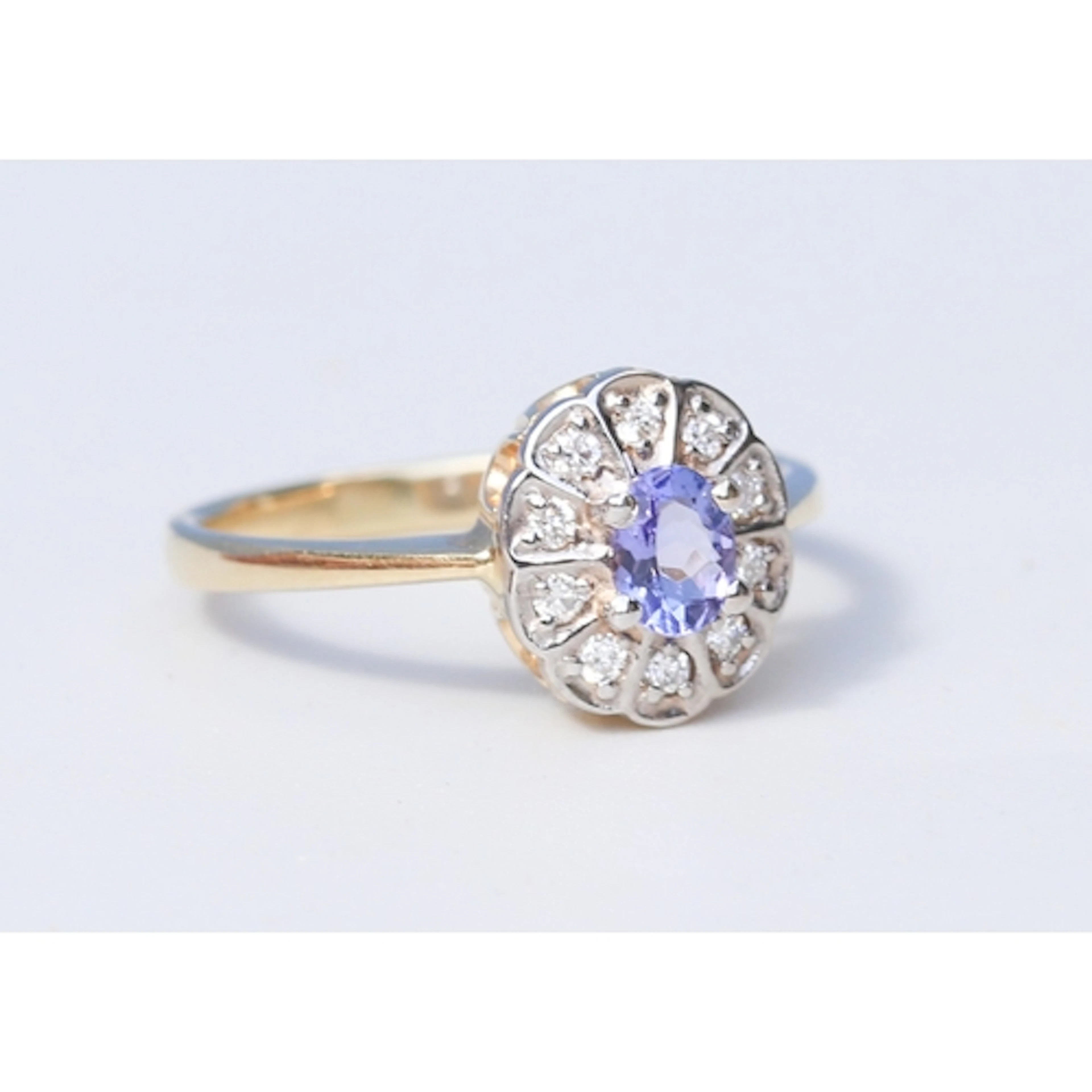 Finely Detailed, Tanzanite Set Ring with Diamond Set Surroun...