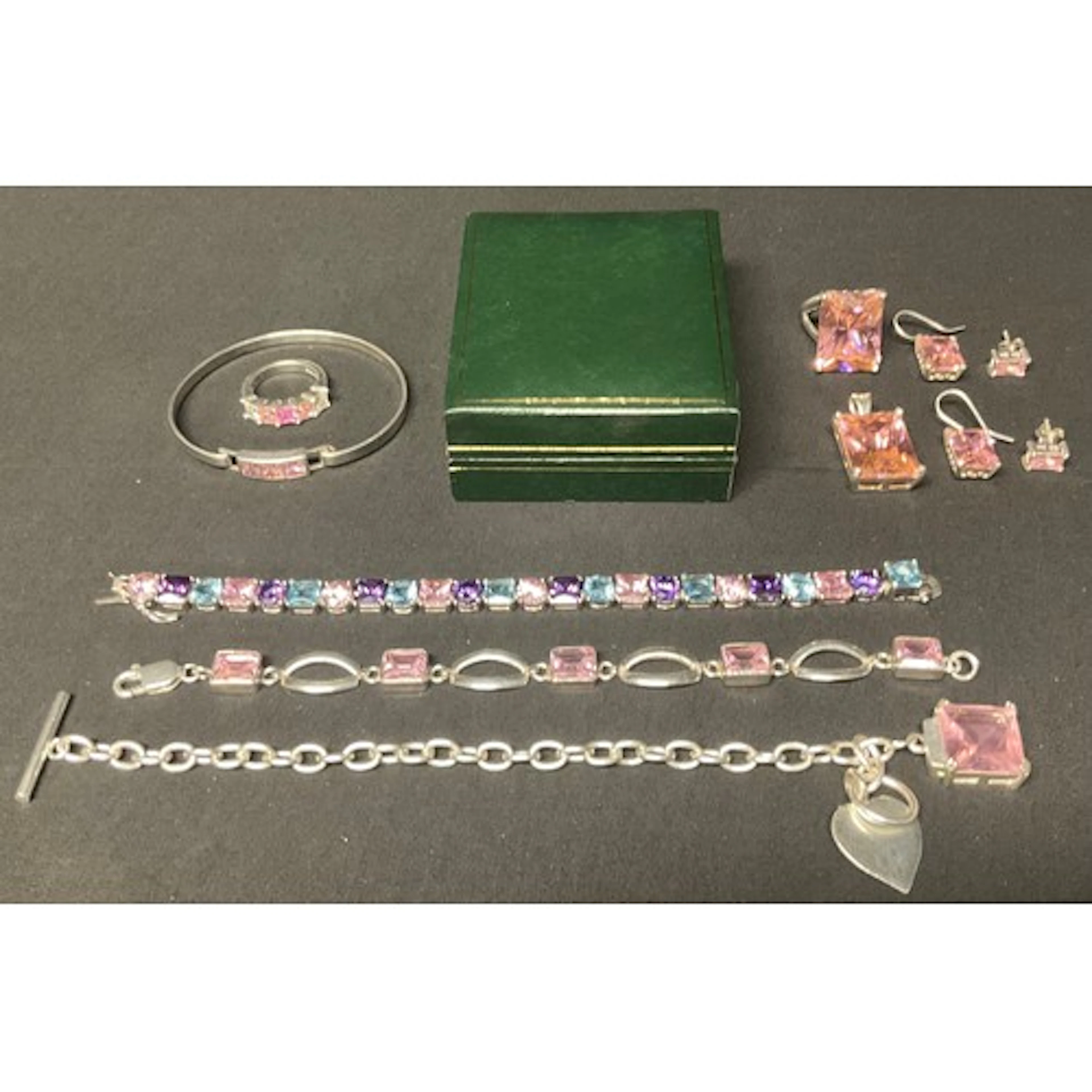 A silver and pink stone possibly Morganite dress ring, Birmi...