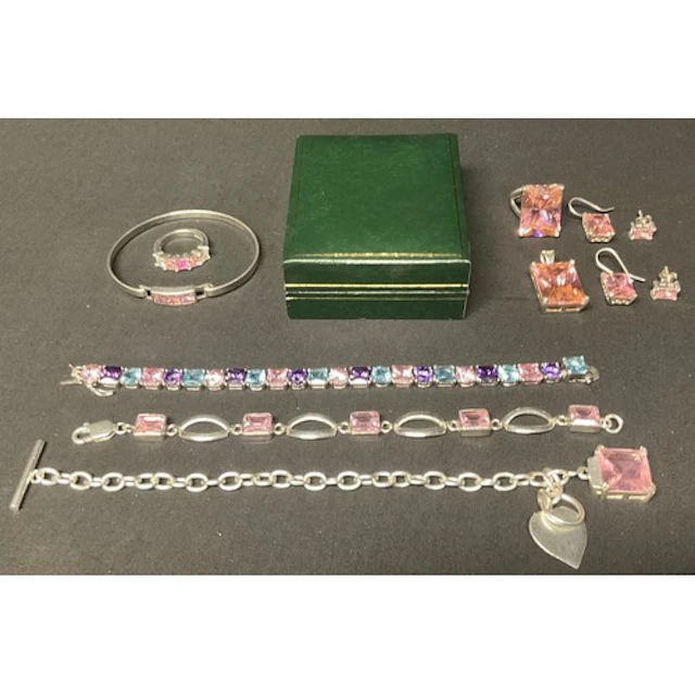 A silver and pink stone possibly Morganite dress ring, Birmi...
