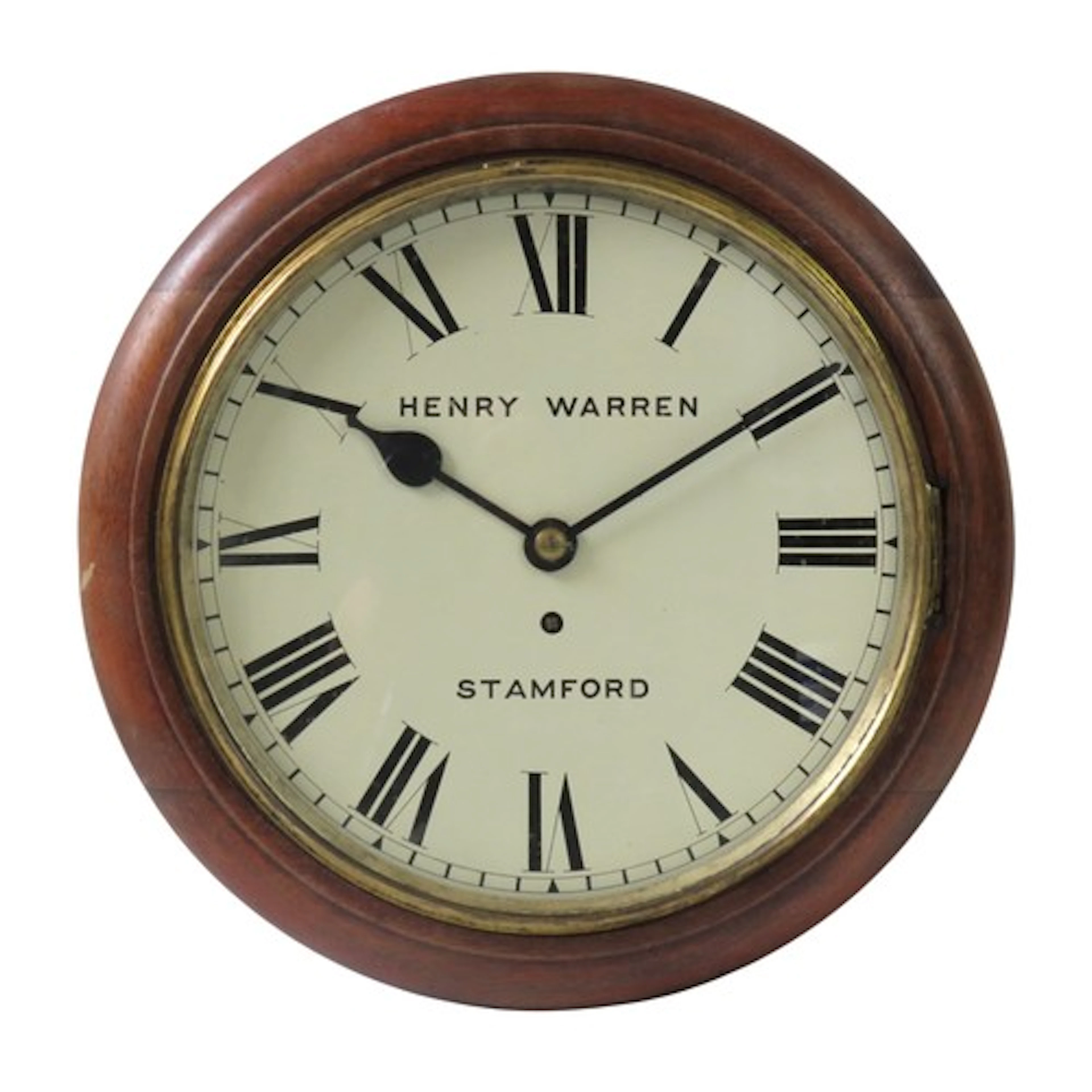 A CIRCULAR MAHOGANY CASED SCHOOL CLOCK LATE 19TH CENTURY wit...