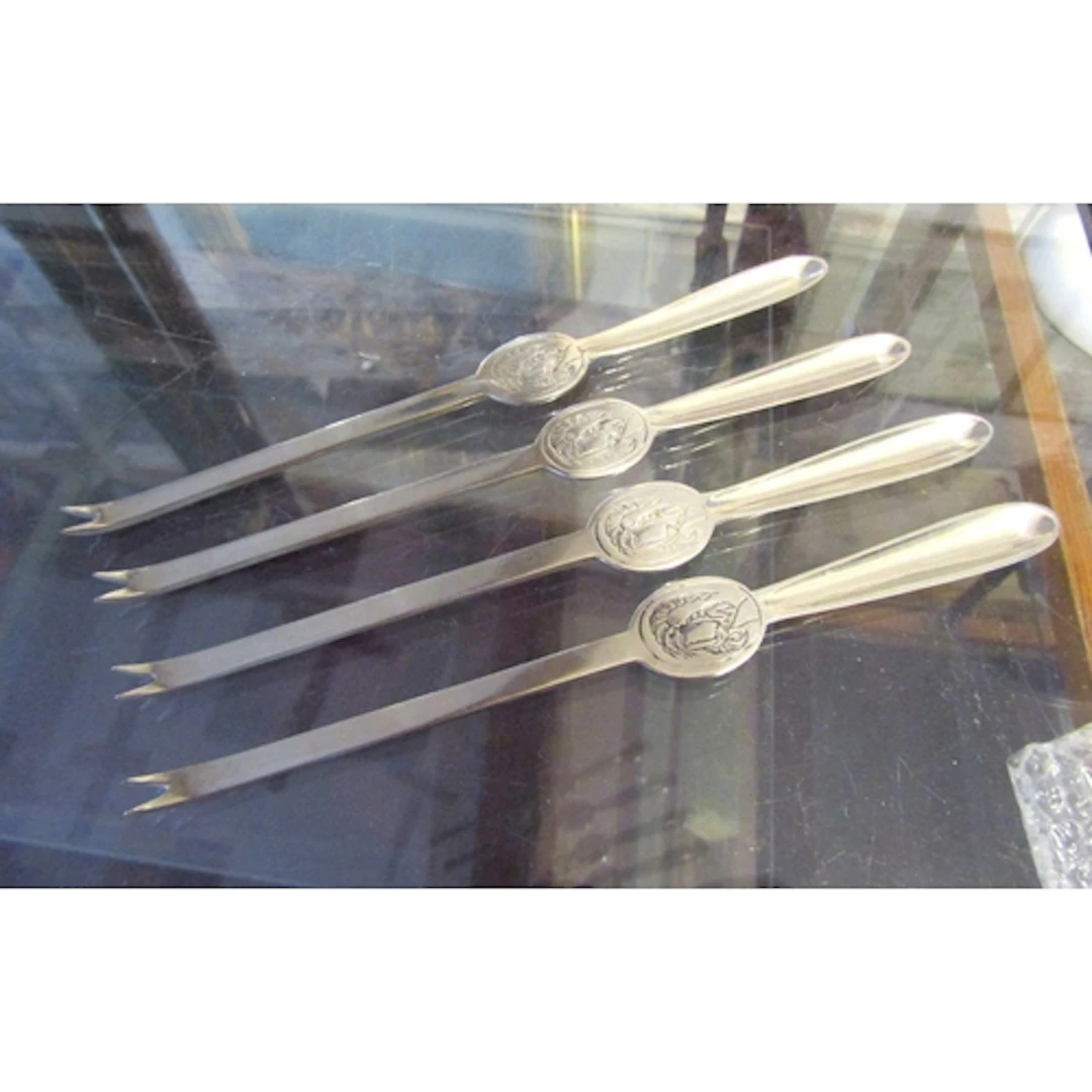 Set of Four Silver Plated Lobster Picks