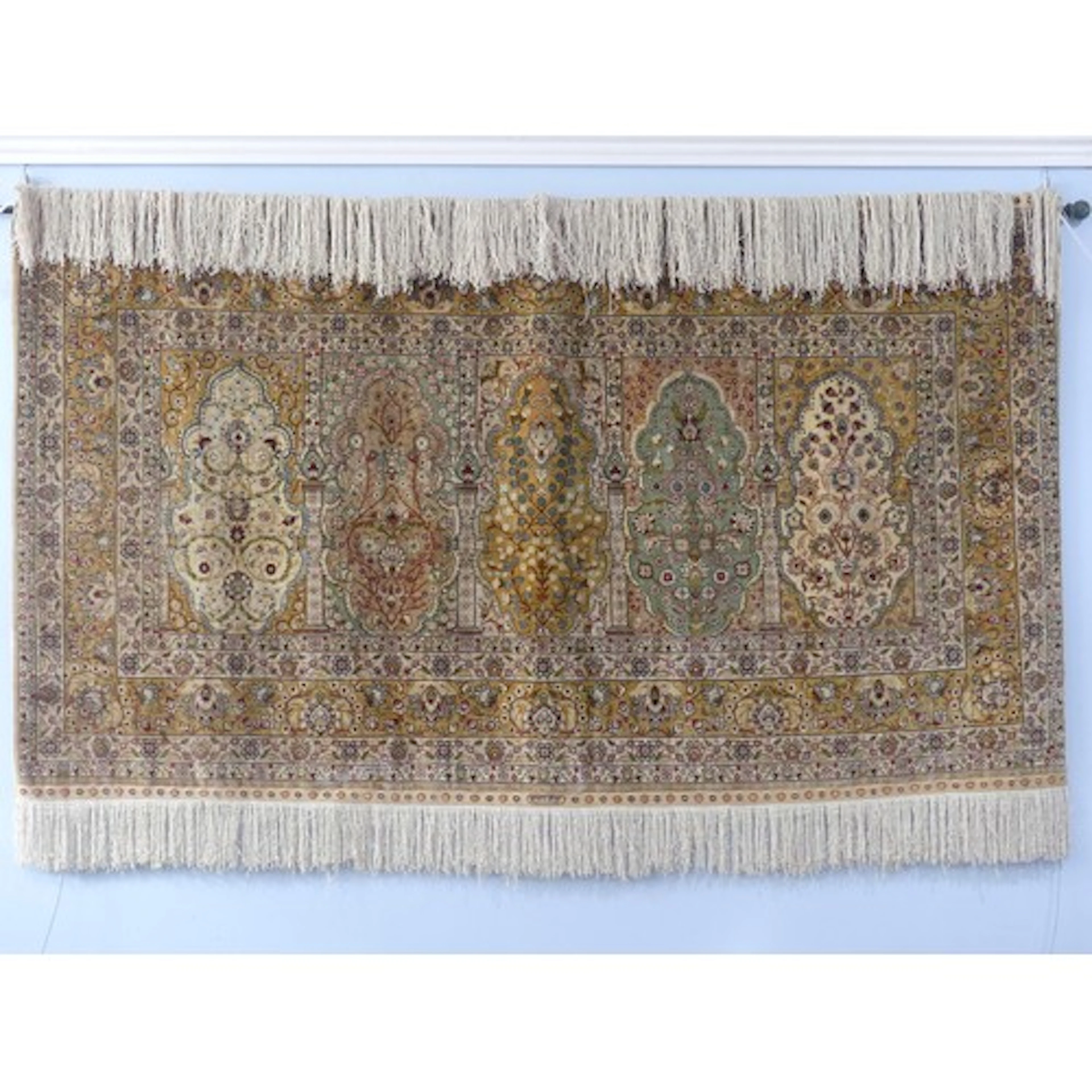 Tribal Rugs; a fine Persian silk rug/wall hanging, subtle co...