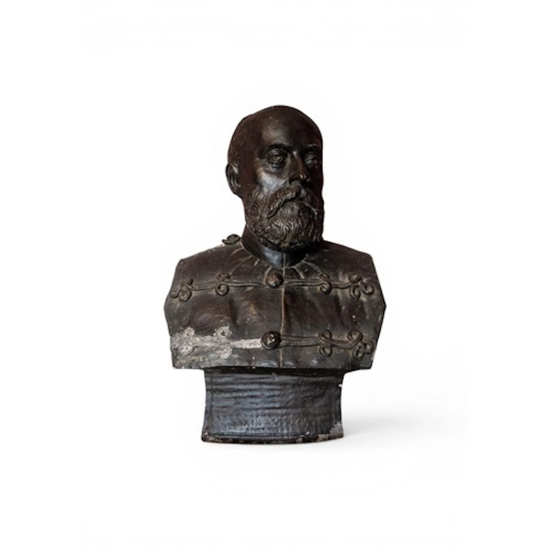 A BLACK PAINTED PLASTER MAQUETTE BUST OF EDWARD VII 54 cm hi...
