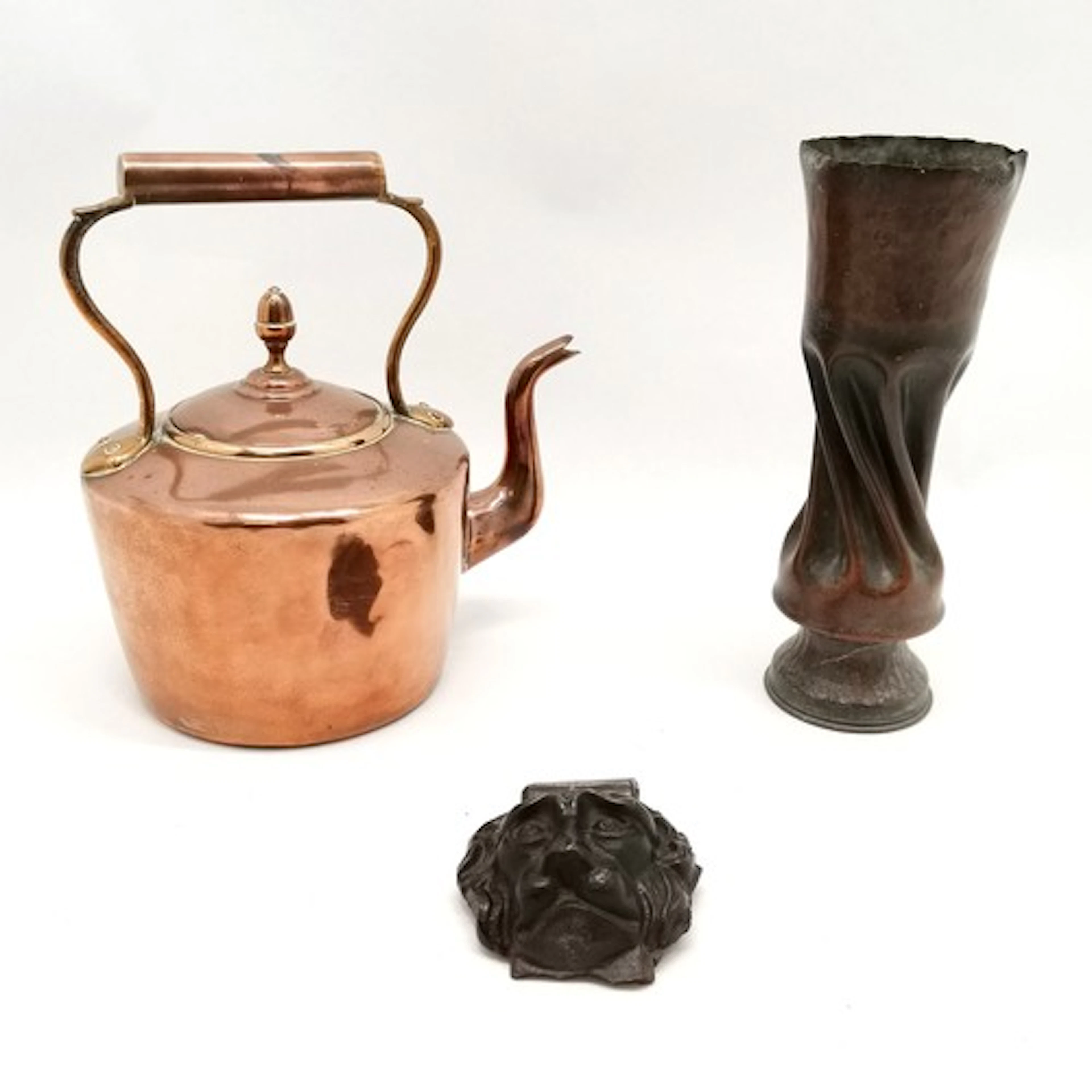 WWI trench art vase of twisted design 27.5cm high, antique c...