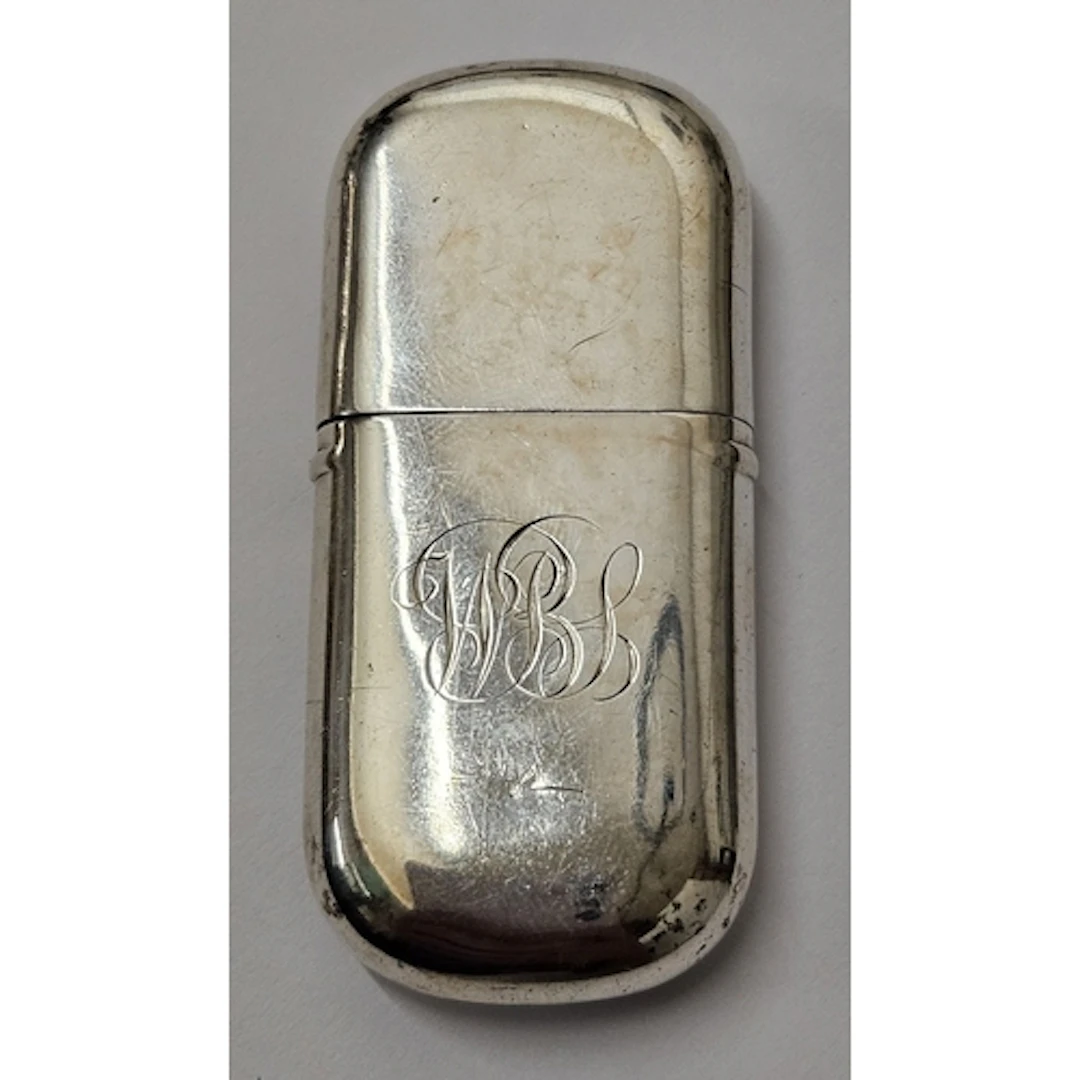 Silver Pin Case, oval with pull off cap, hallmarked Birmingh...