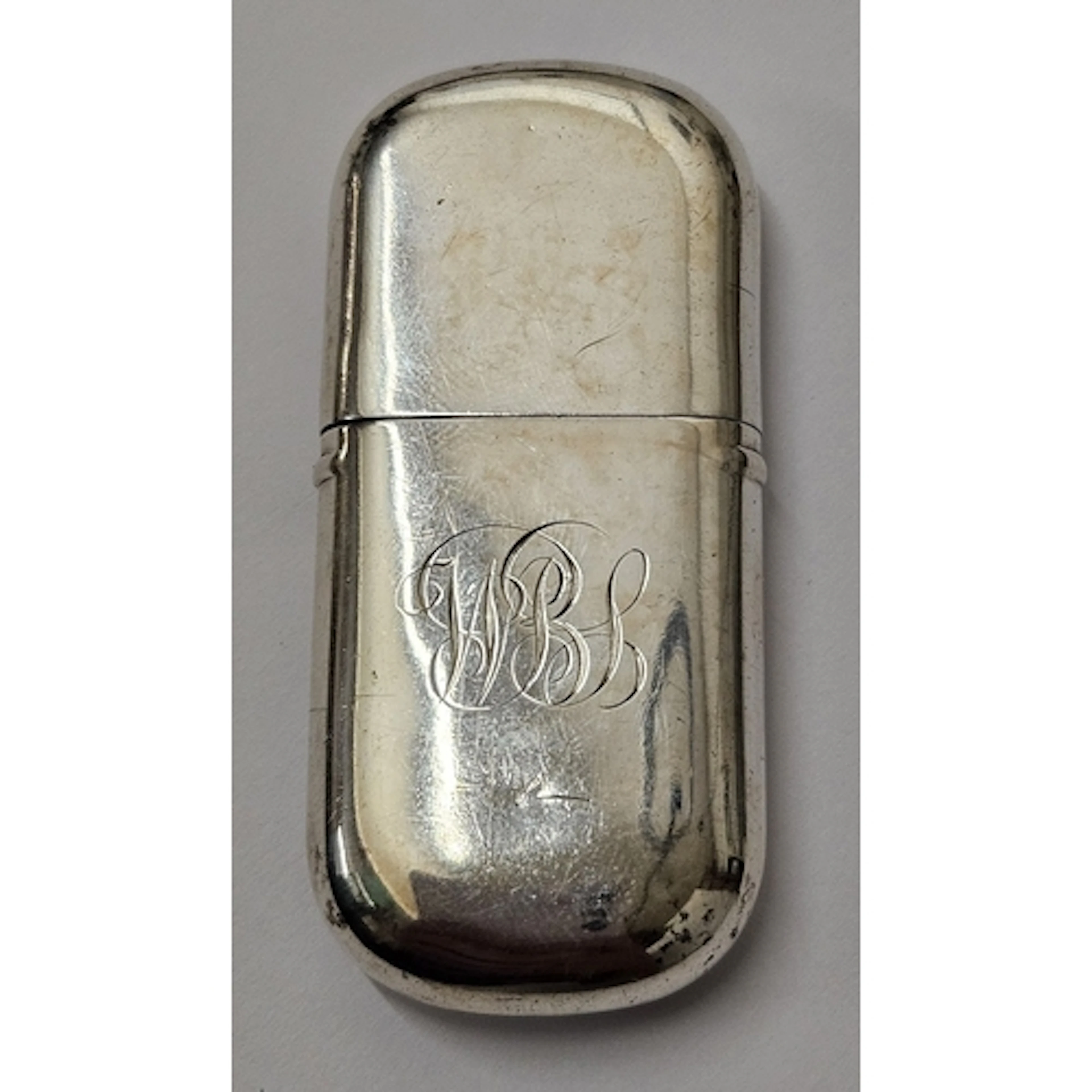 Silver Pin Case, oval with pull off cap, hallmarked Birmingh...