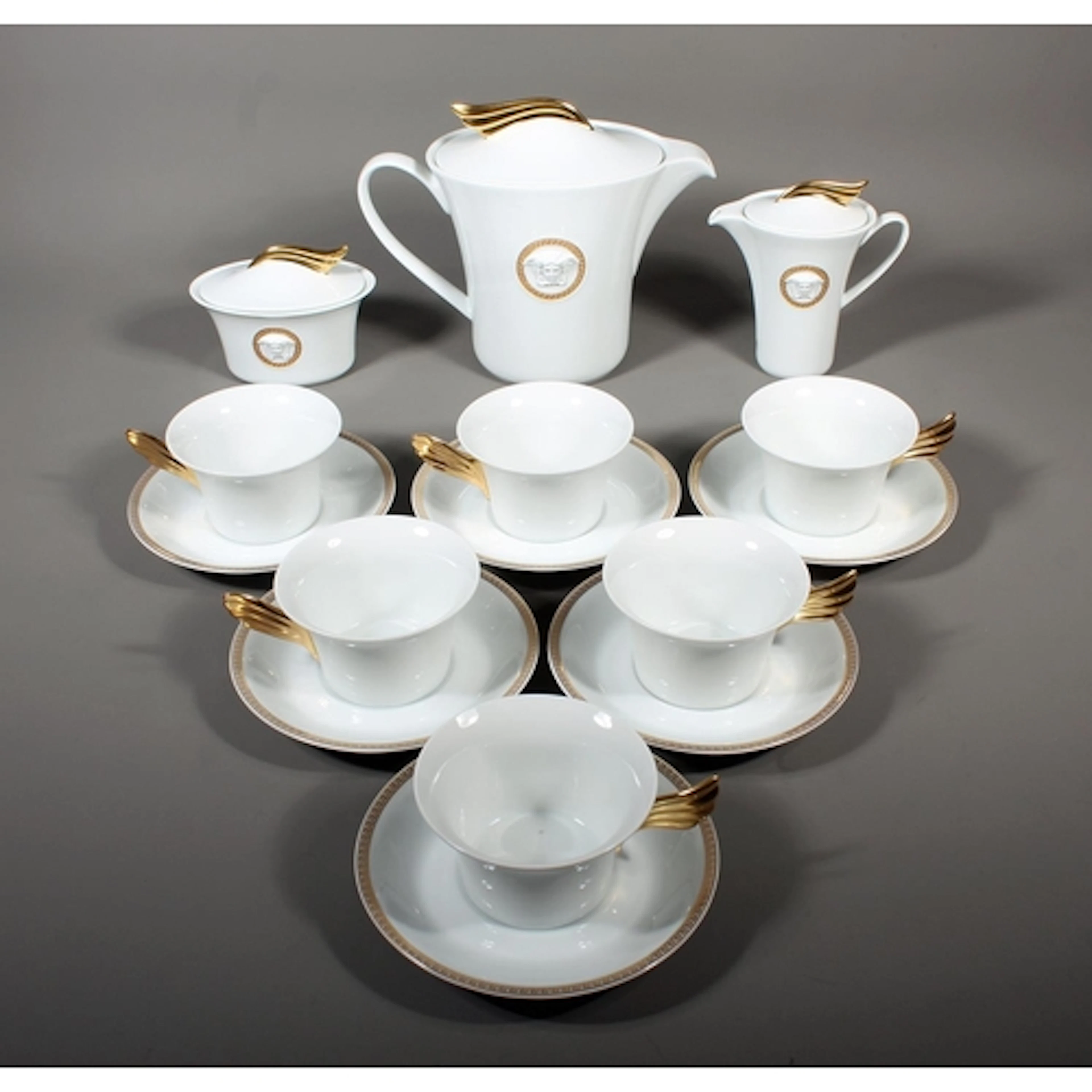 Rosenthal Versace Medallion Meandre D'Or pattern six piece C...