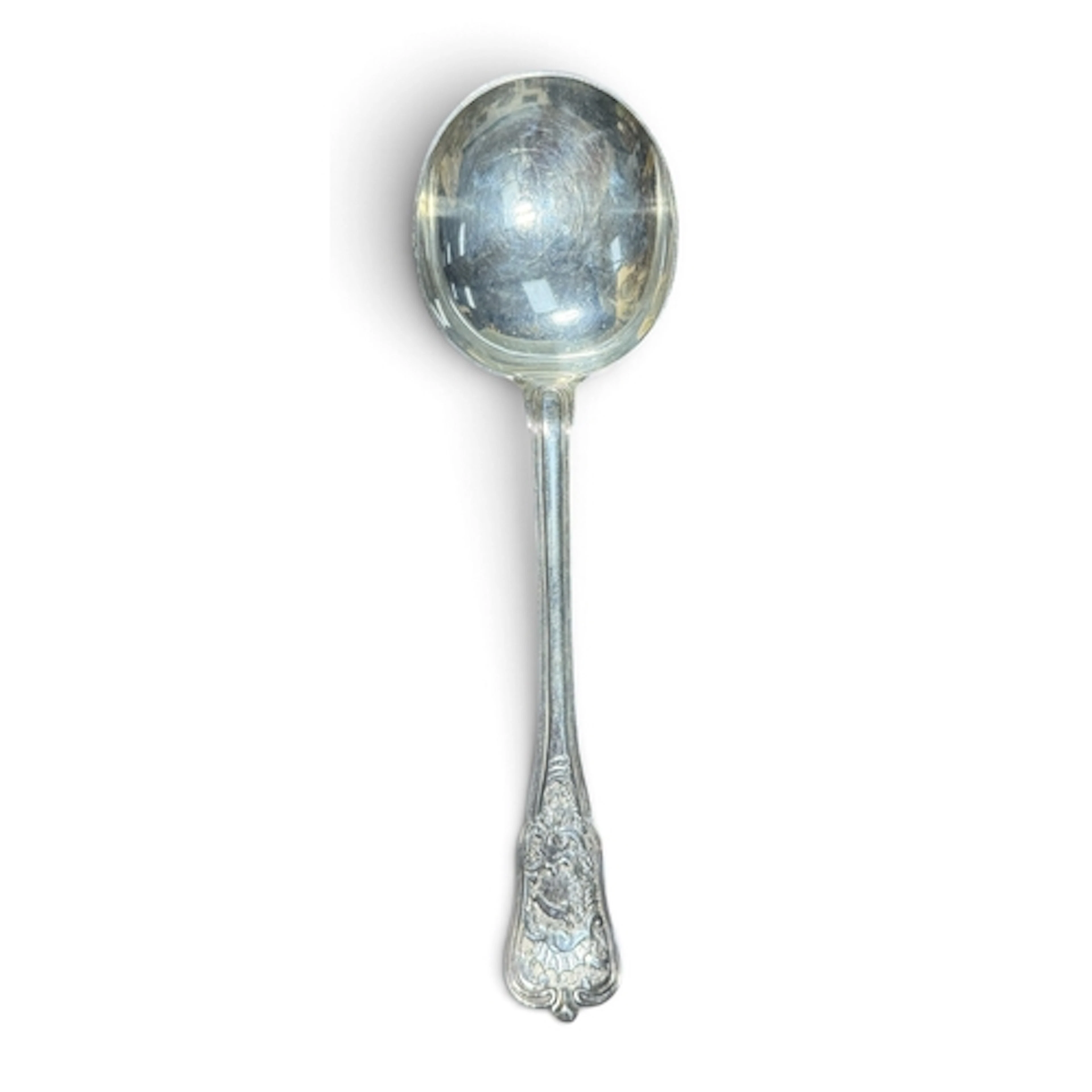 A. MICHELSEN: A DANISH SILVER SERVING SPOON, COPENHAGEN, SHA...