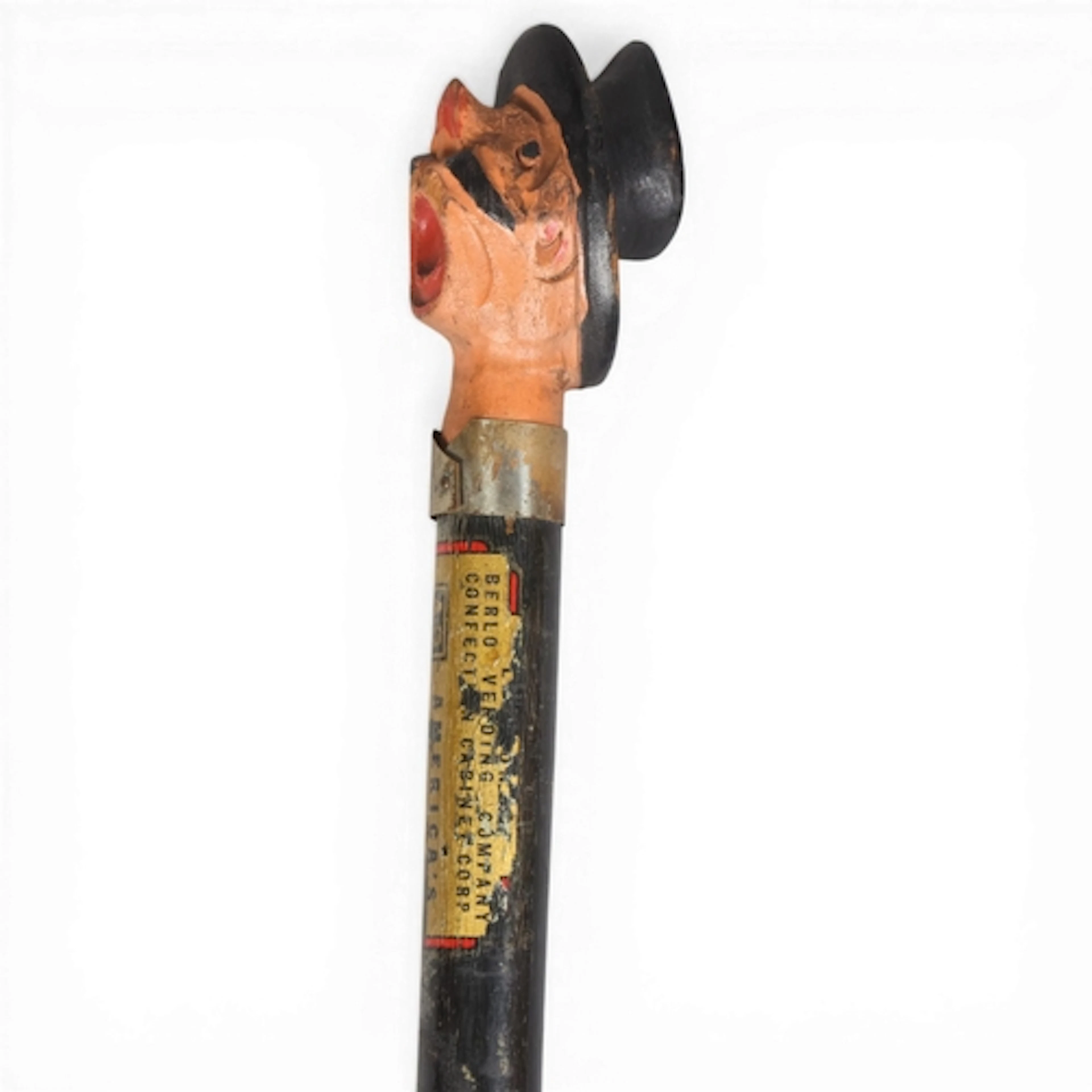 A rare American advertising cane - the handle carved and pai...