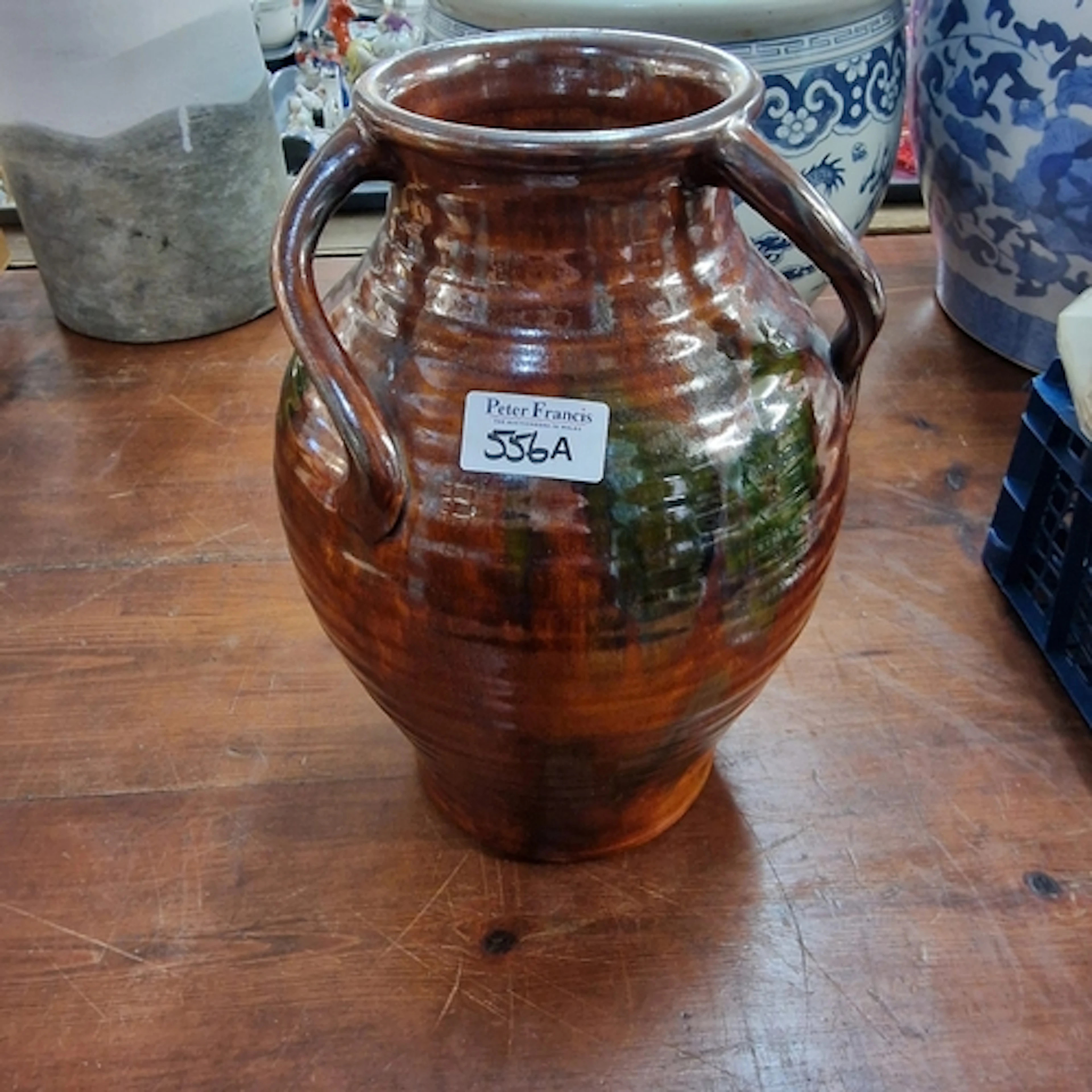 Ewenny Pottery three handled tyg type baluster vase on a bro...