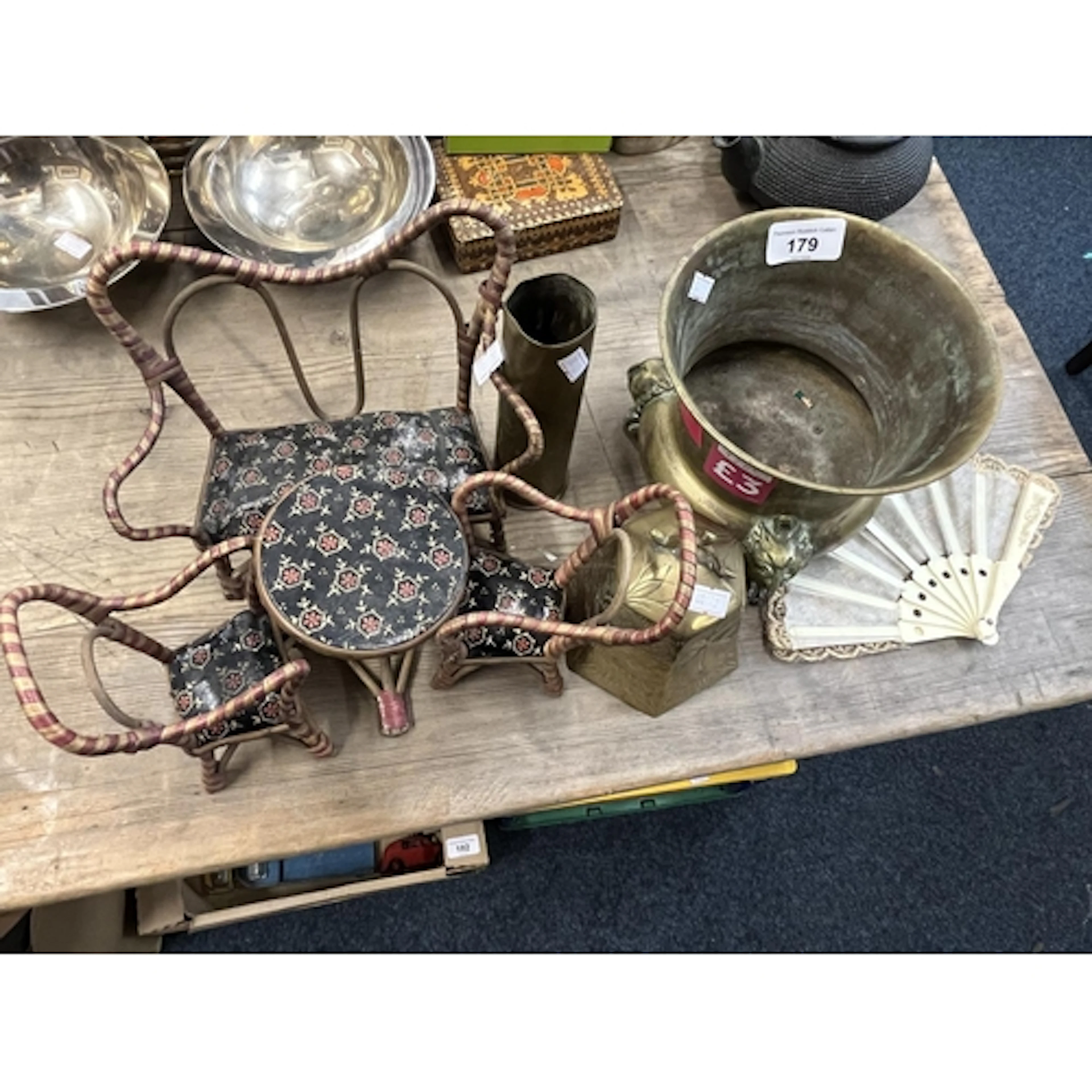 Miniature suite of wicker furniture to include a sofa, two c...