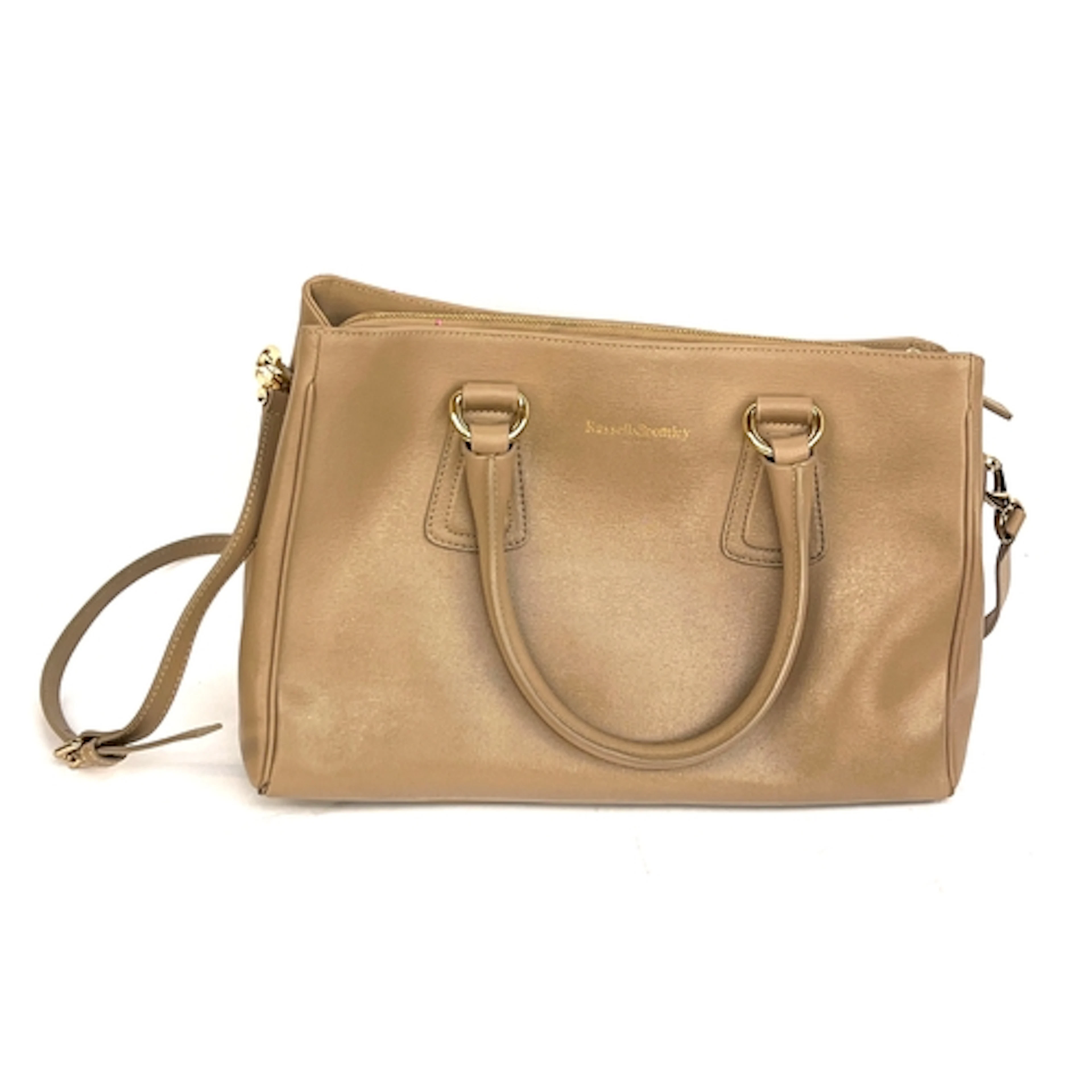 A Russell & Bromley brown leather handbag, 35cmW with dustba...
