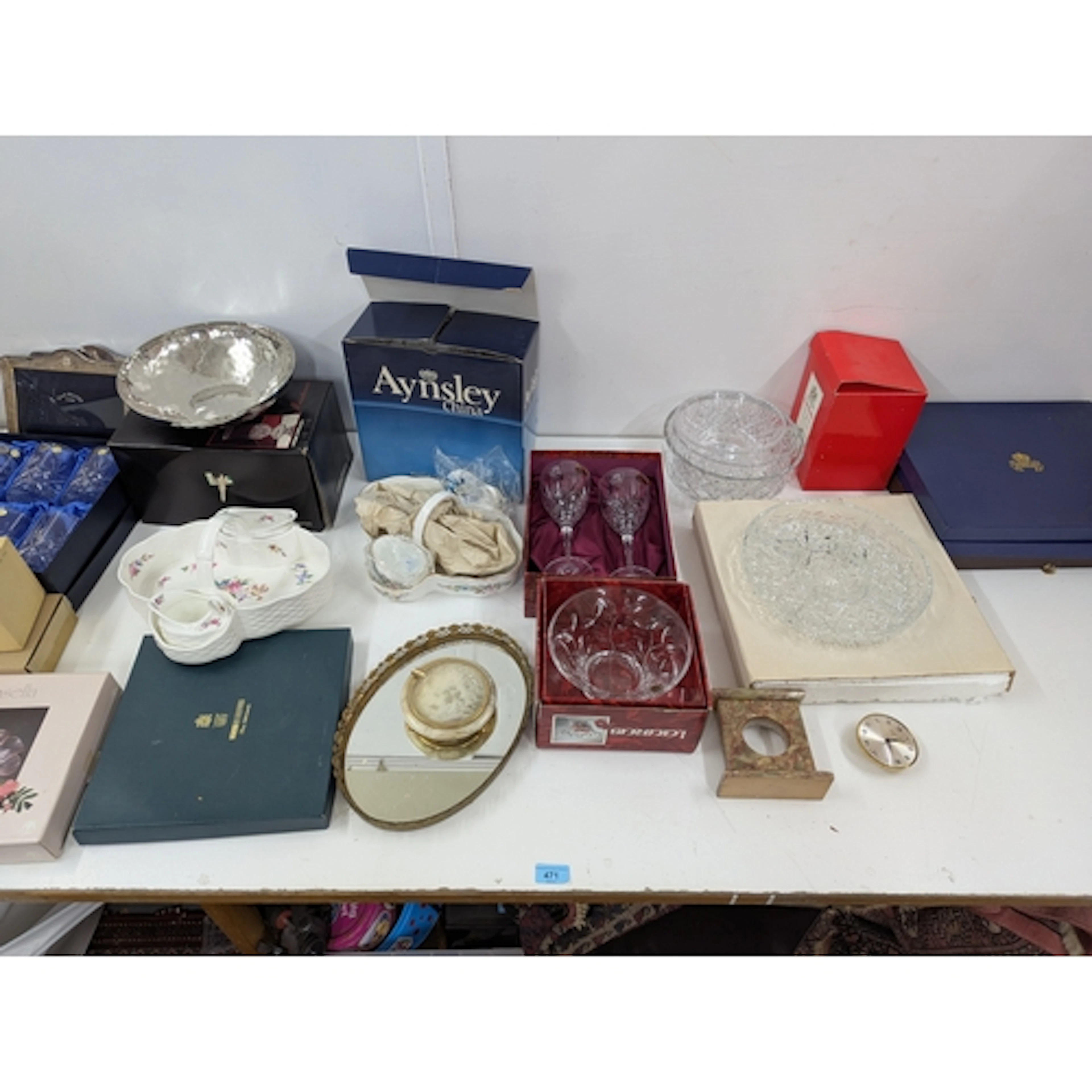 Ceramics, glassware and silver plates to include an Aynsley ...