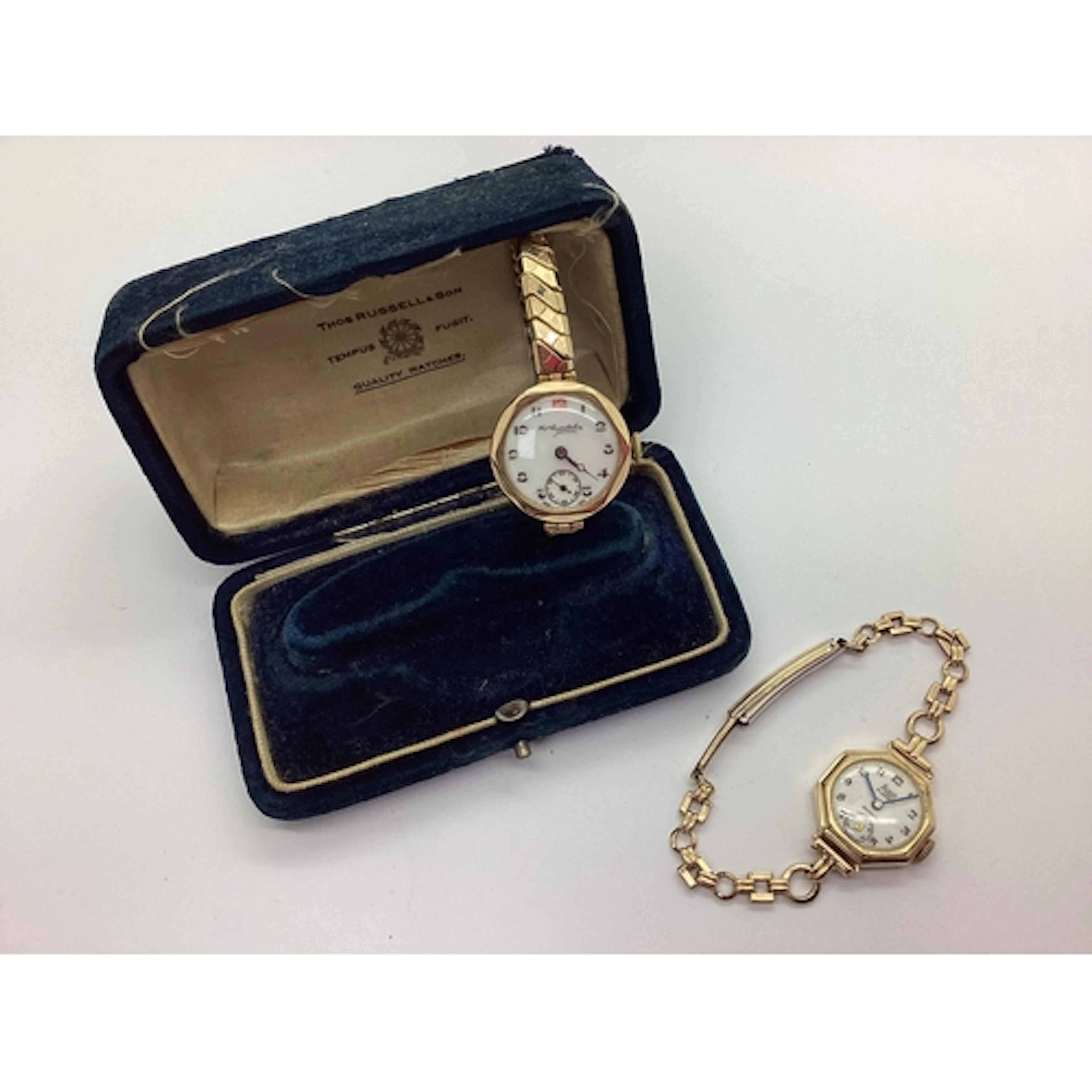 Thos Russell Vintage 9ct Gold Cased Ladies Wristwatch, later...