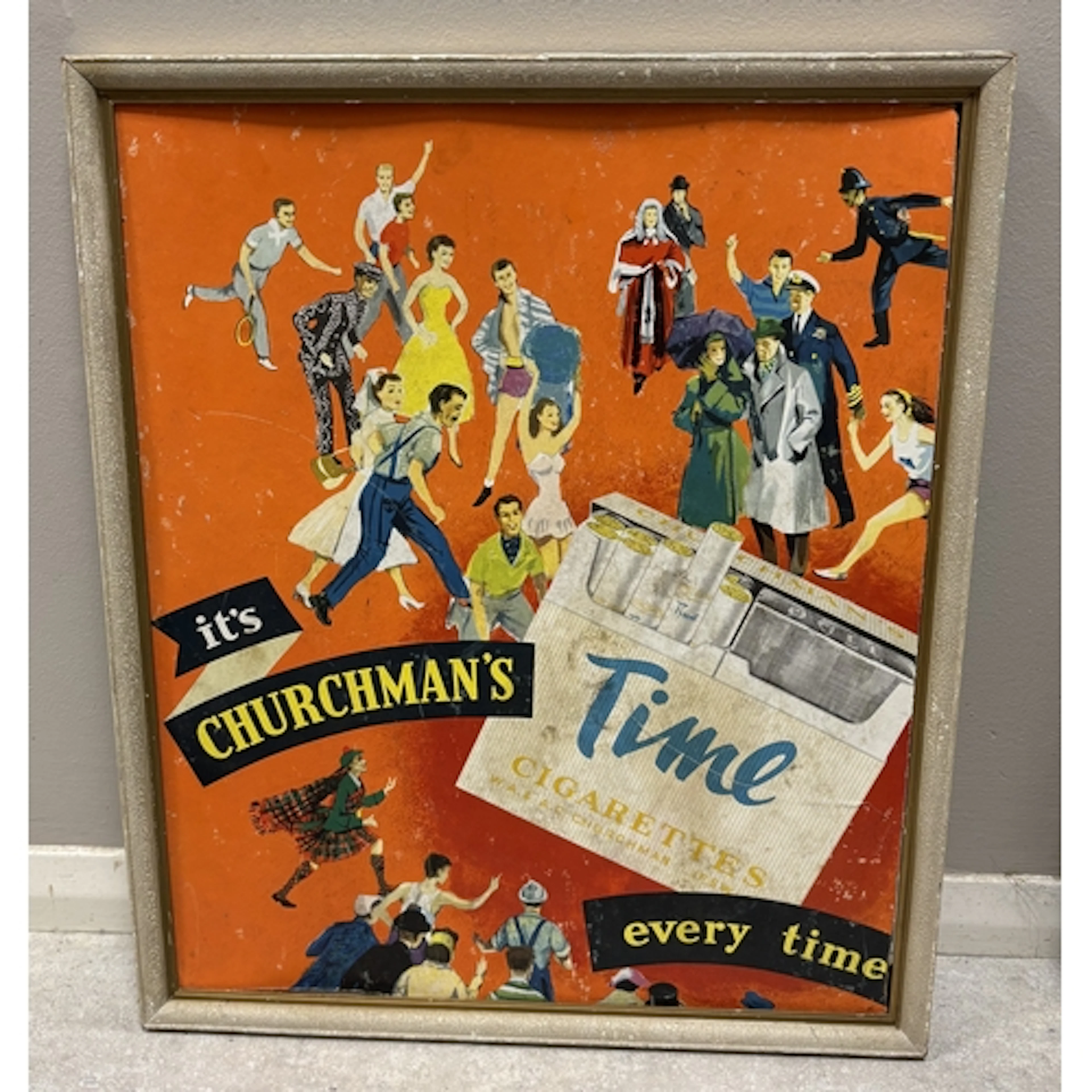 A vintage "It's Churchman's Time Every Time" cigarette adver...
