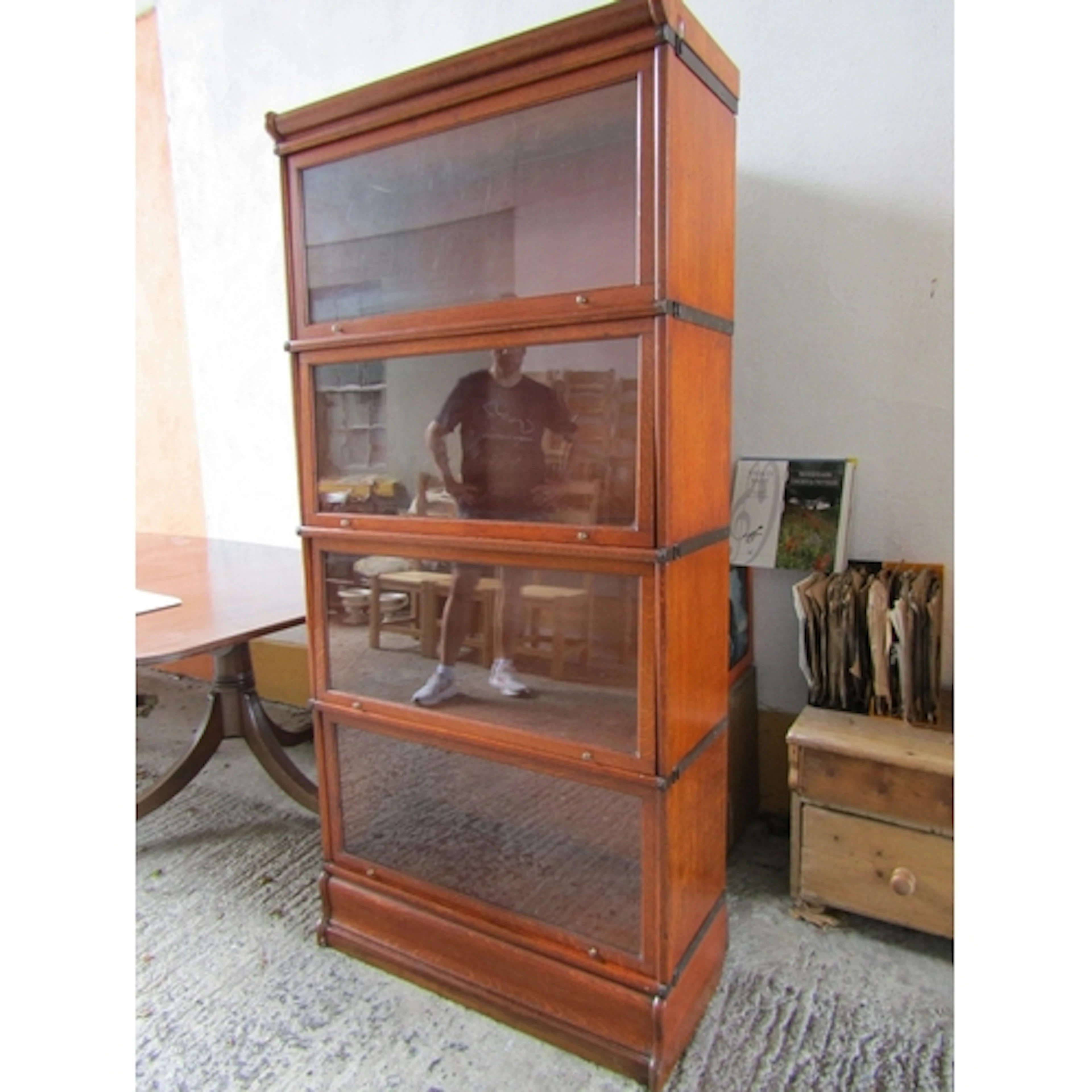 Antique Wernicke Four Tier Bookcase with Glazed Fronts Signe...