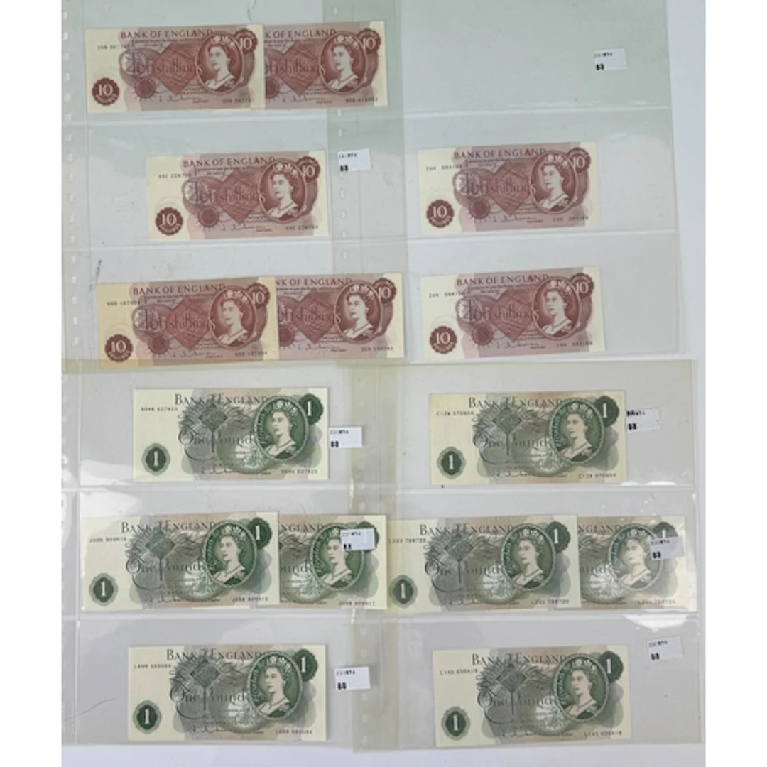 Banknotes: Jasper Q Hollom 10/- notes (7), 2 sequential pref...