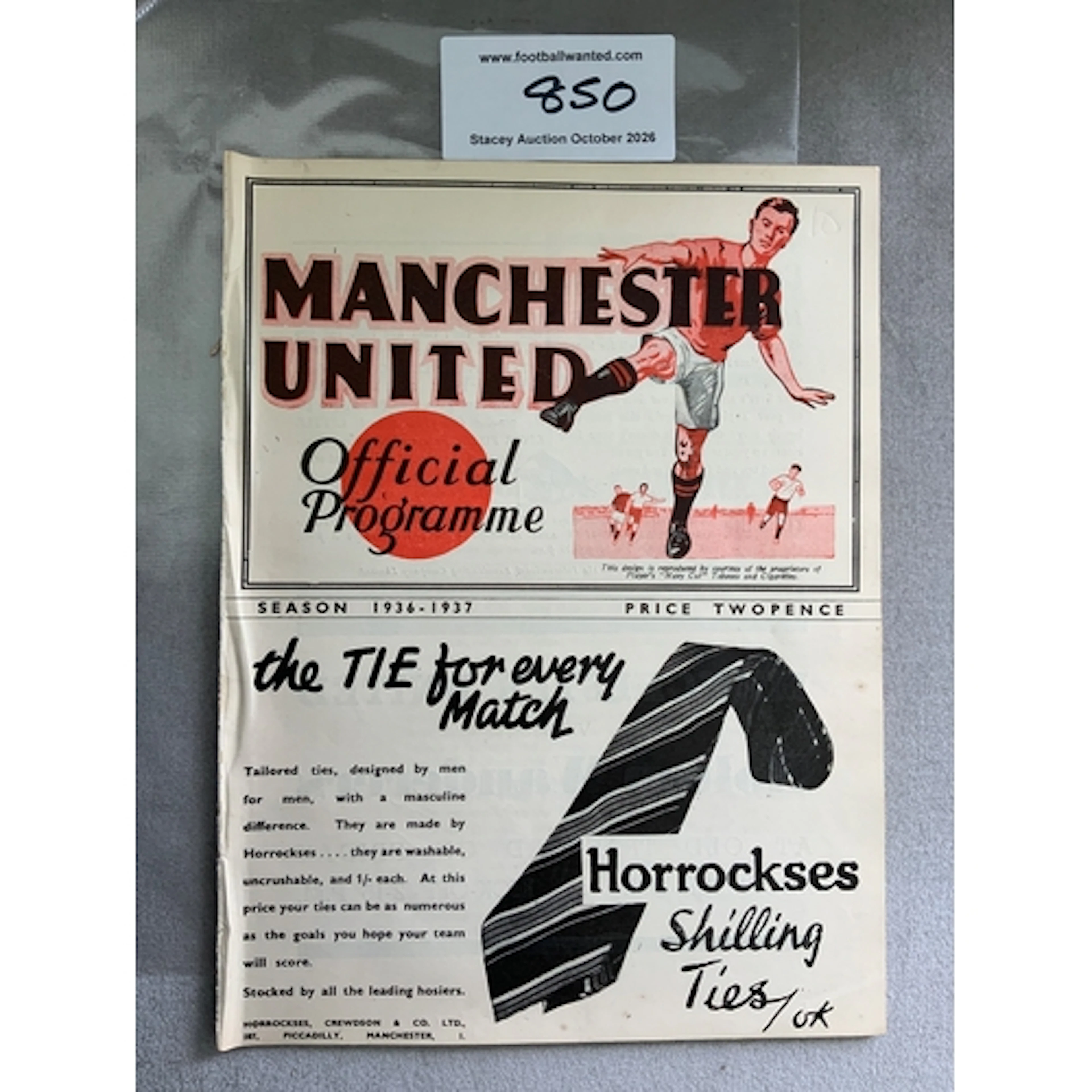 1936 - 1937 Manchester United v West Brom Football Programme...