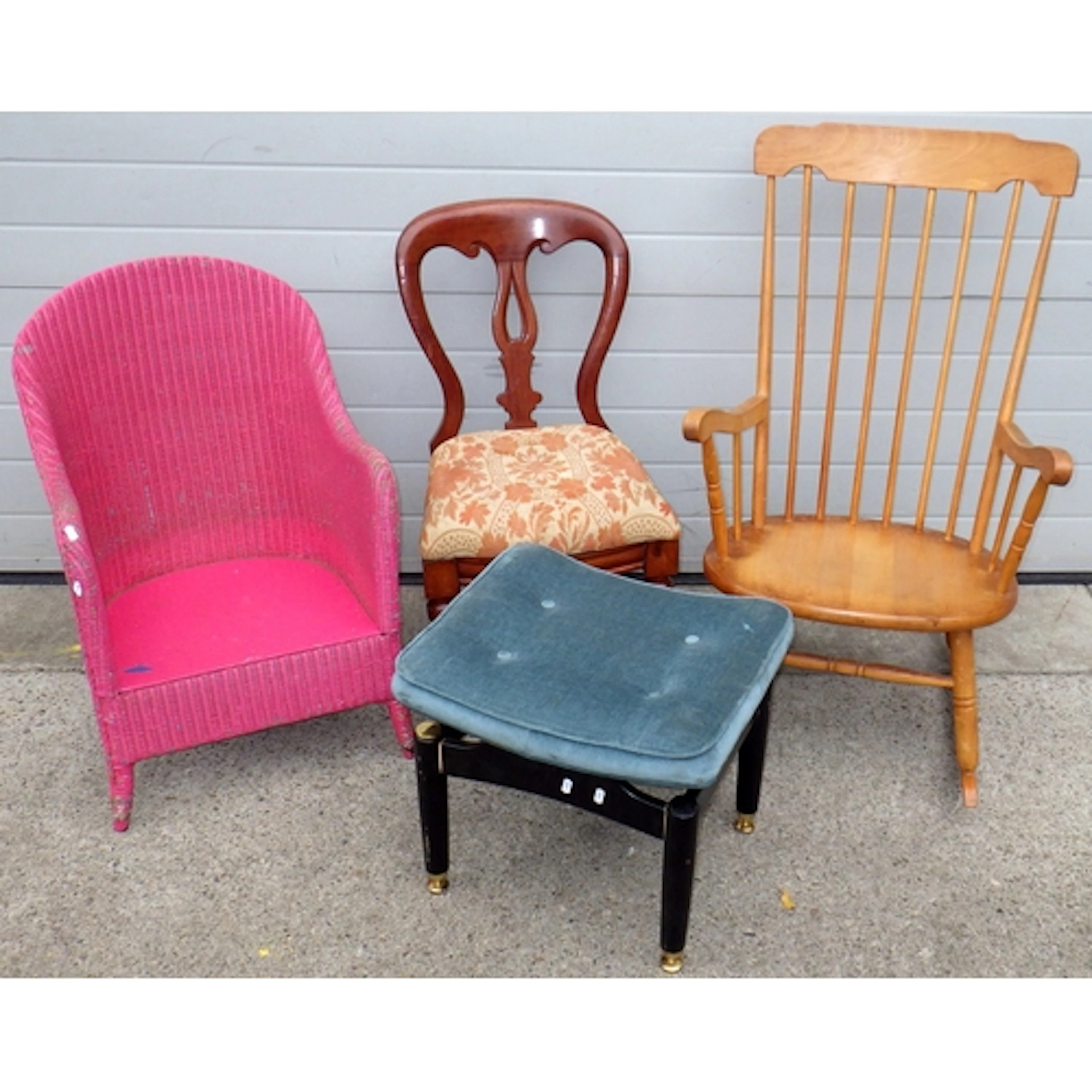 A G.Plan stool, a/f missing caps, Lloyd Loom chair, Victoria...