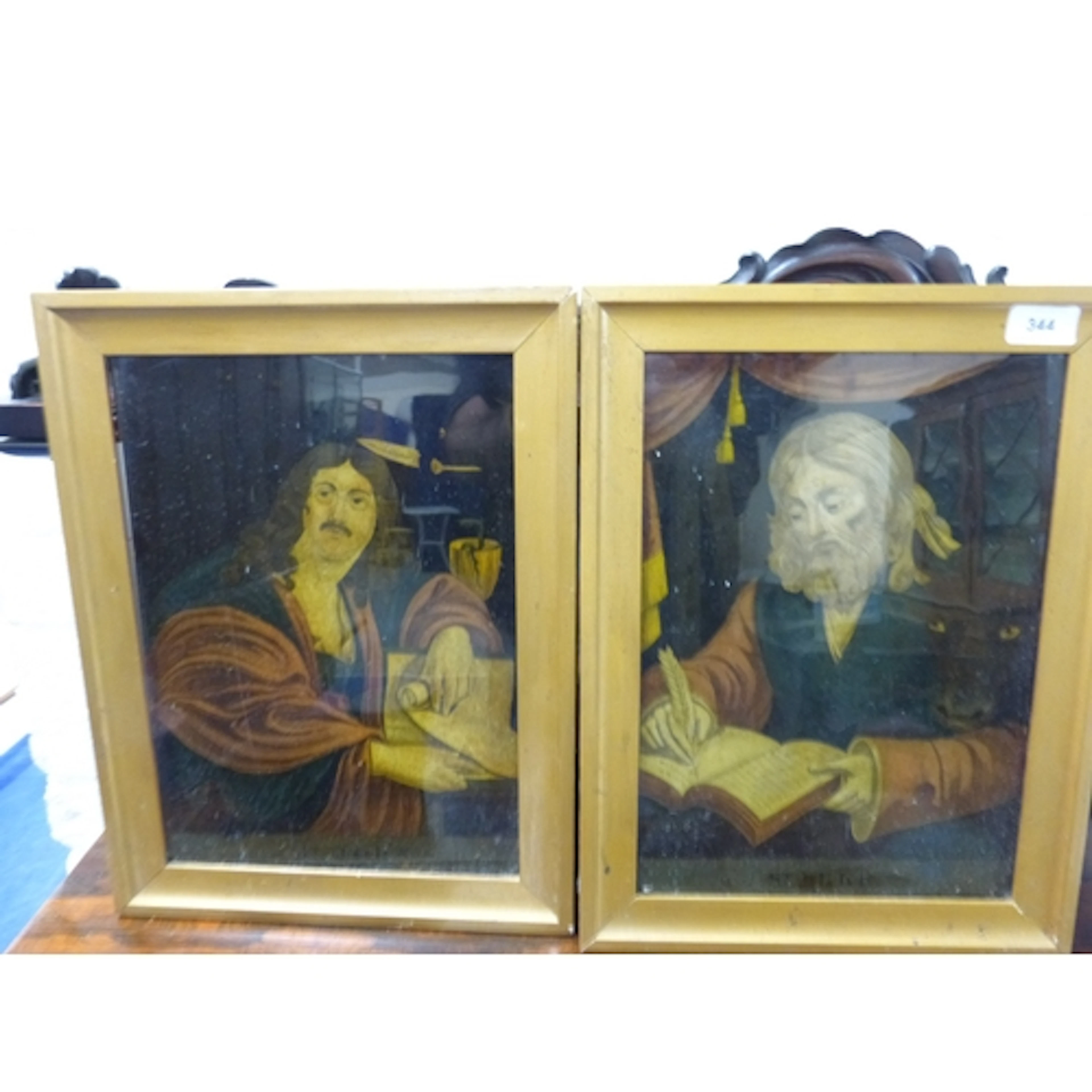 Pair of religious crystoleums.