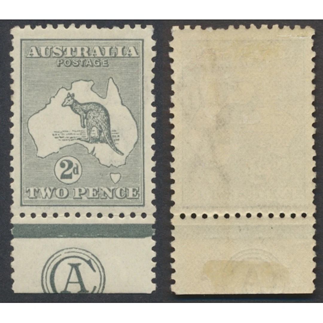 Australia. 1915 2d Grey Kangaroo Marginal A inscription M. (...