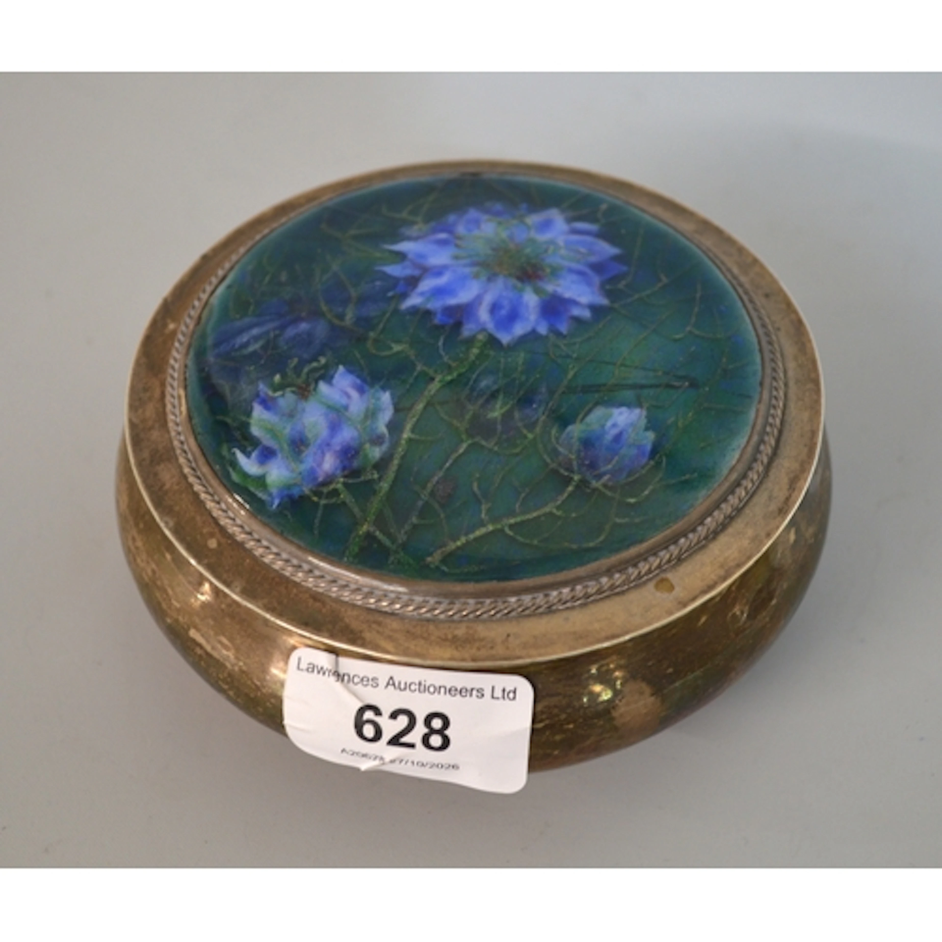 Continental circular sterling silver and enamel decorated bo...