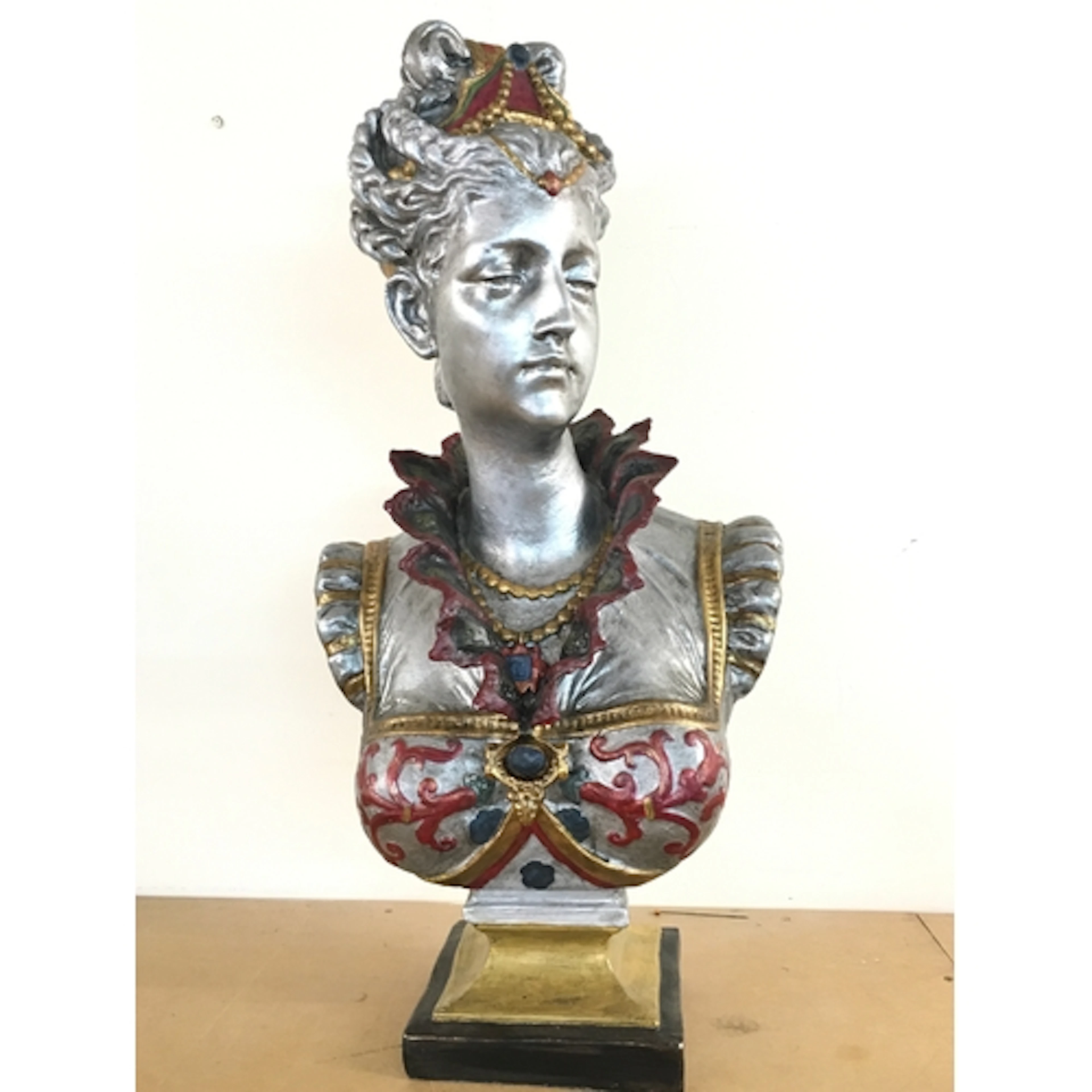A composite bust of a Renaissance-style noblewoman, 66cm tal...