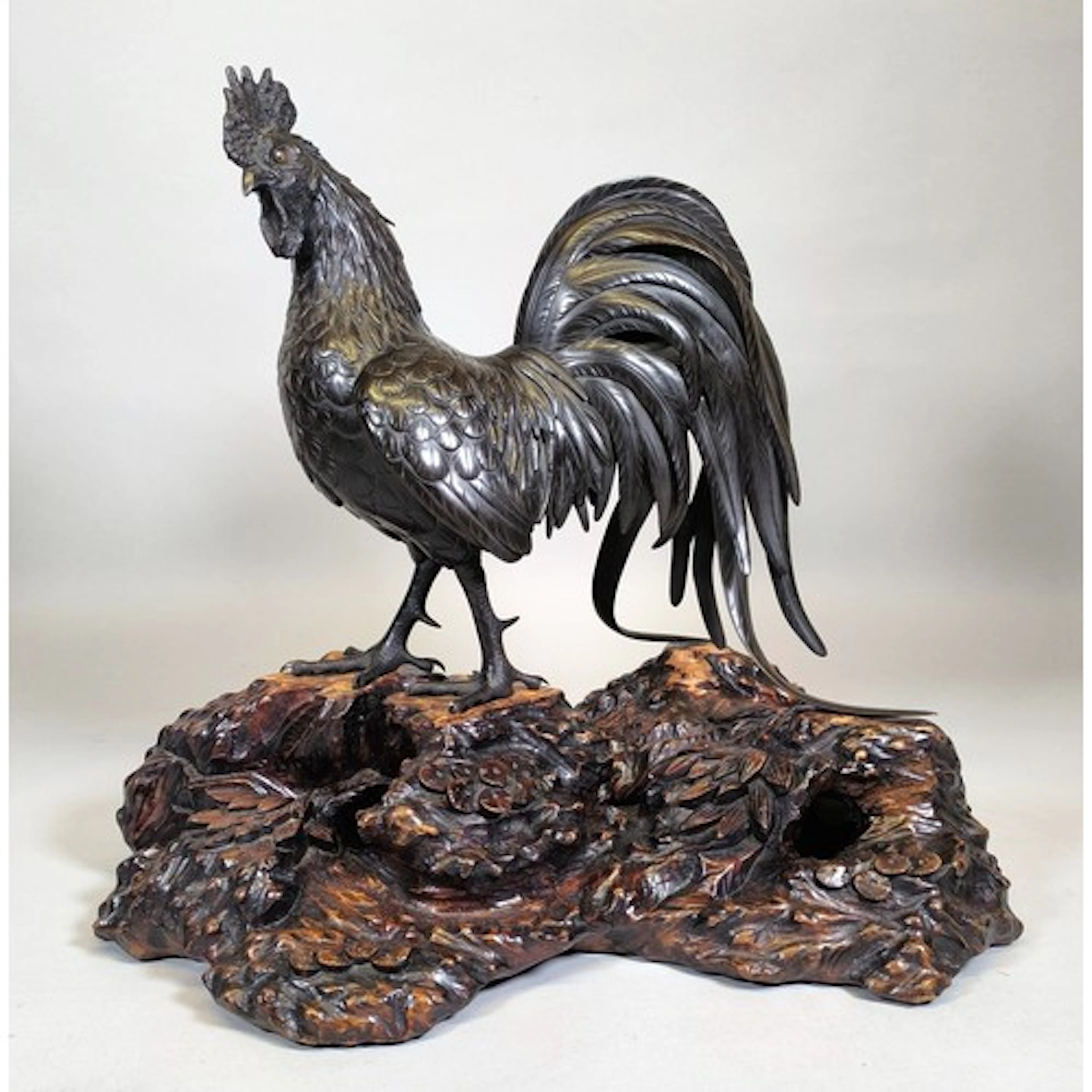 AKASOFU GYOKO, MEIJI 1868-1912. Japanese bronze okimono scul...