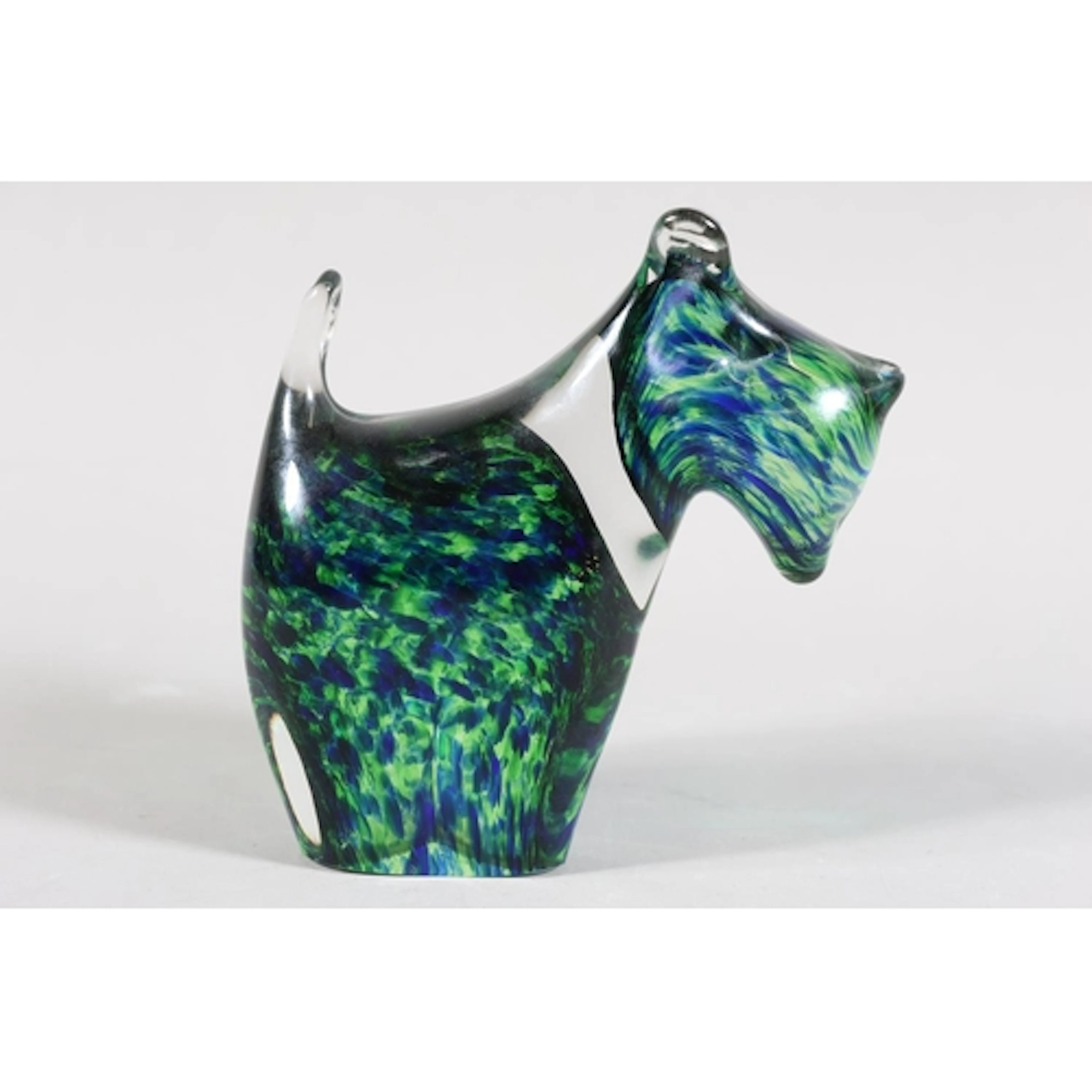 Wedgwood art glass blue and green seated dog paperweight in ...