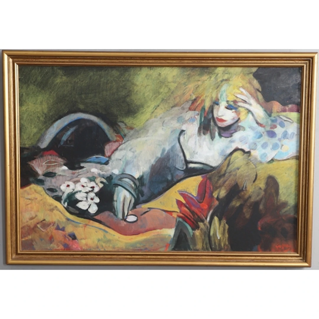 GEOFFREY HUMPHRIES (B. 1945). PORTRAIT OF A WOMAN RECLINING ...