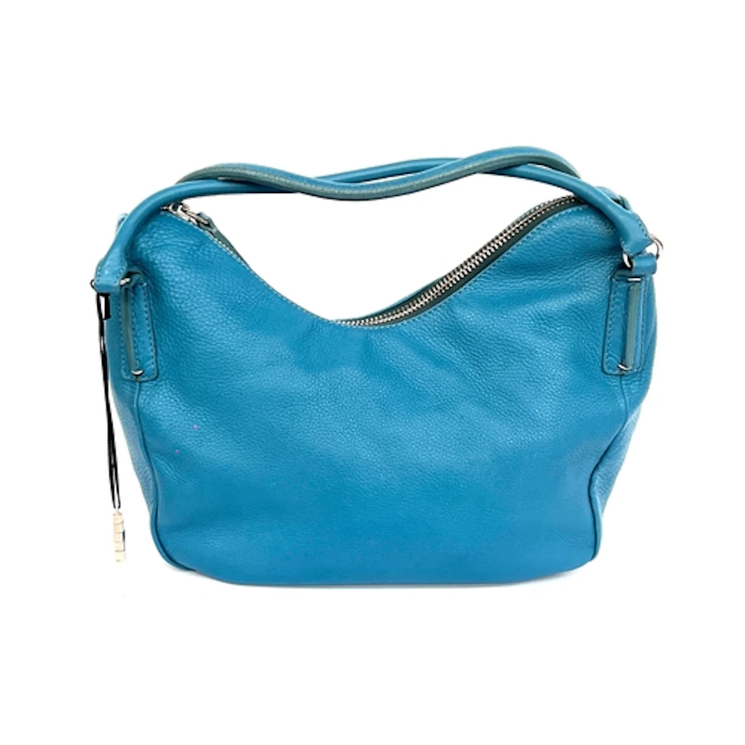 A Joseph blue leather shoulder bag, 40cmW, with dustbag