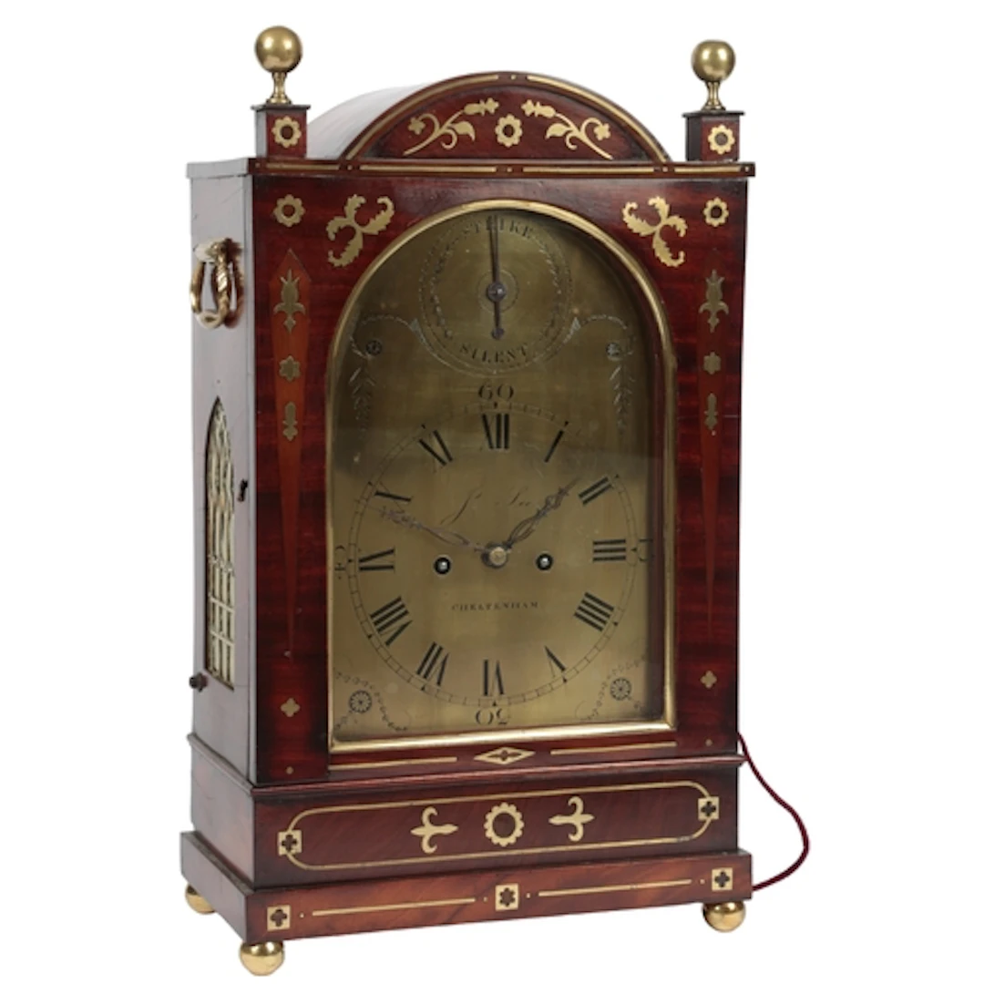 A Regency brass mounted mahogany double fusee bracket clock ...