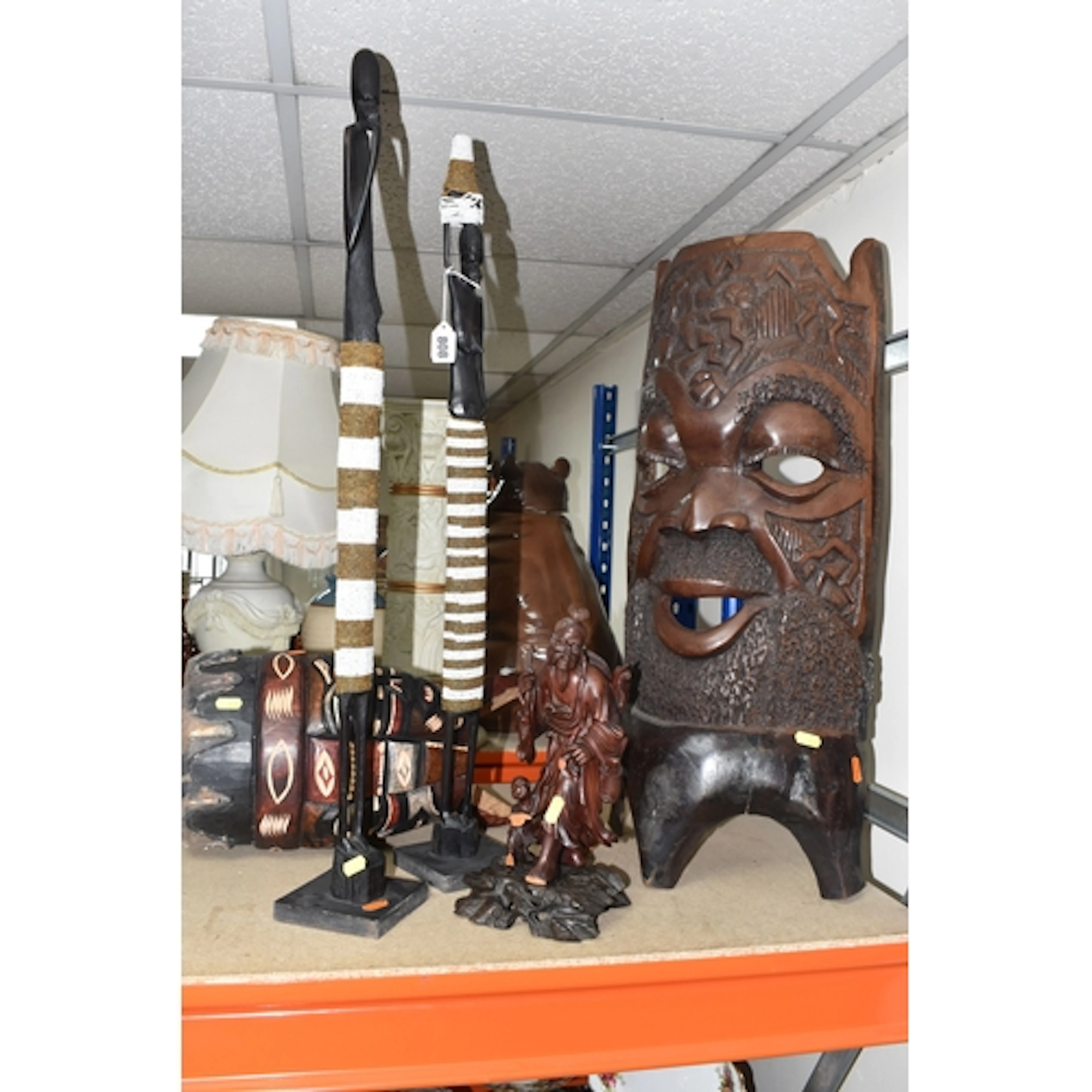 A SMALL GROUP OF FIVE ETHNOGRAPHIC ITEMS to include a large ...